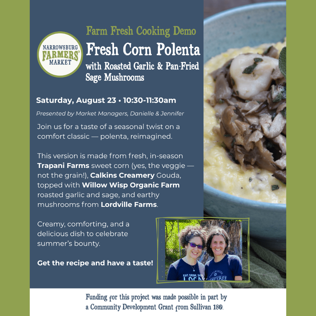 Cooking Demo: Fresh Corn Polenta with Roasted Garlic & Pan-Fried Sage Mushrooms