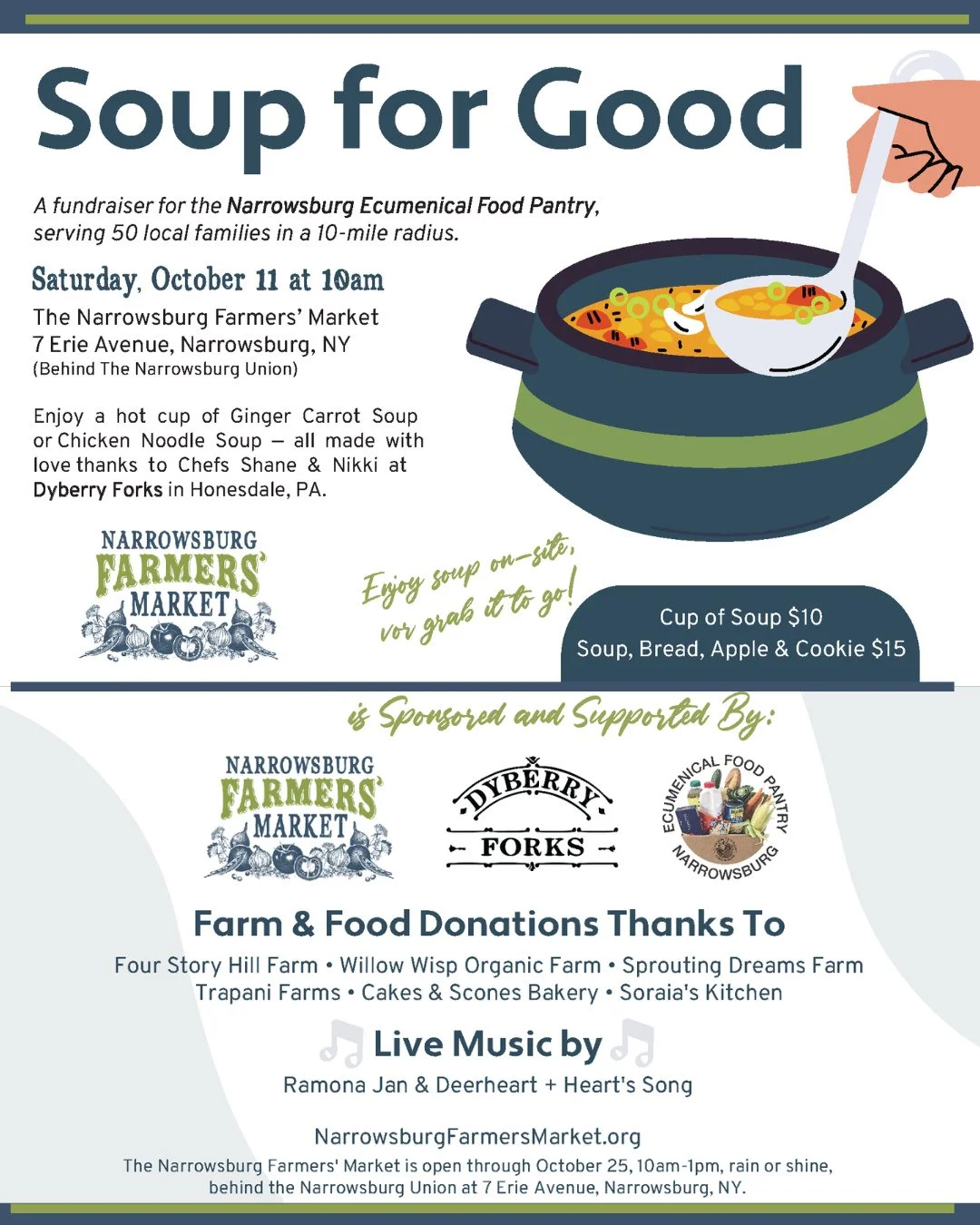 🥣 Soup for Good is back at the Narrowsburg Farmers&rsquo; Market!⁠
⁠
Join us next Saturday, October 11, for a heartwarming fundraiser supporting the Narrowsburg Ecumenical Food Pantry, which serves 50 local families within a 10-mile radius.⁠
⁠
Enjoy