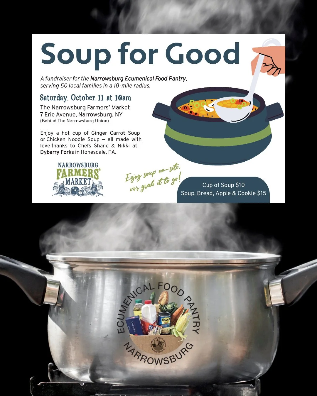🥣 Join us this Saturday, October 11, for Soup for Good &mdash; a heartwarming fundraiser supporting the Narrowsburg Ecumenical Food Pantry, which serves 50 local families within a 10-mile radius of #NarrowsburgNY.⁠
⁠
Enjoy a comforting cup of Ginger
