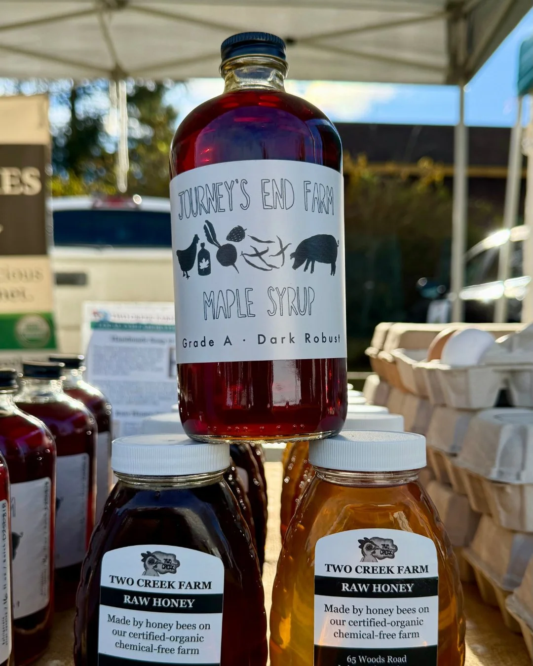 🍯 Sweet Treats for the Holidays &mdash; @TwoCreek Farm Raw Honey &amp; @Journeys.End.Farm Maple Syrup 🍁⁠
⁠
Looking for the perfect gift for your holiday host?⁠
⁠
Or something you can squirrel away for stocking stuffers?⁠
⁠
These two are pure golden