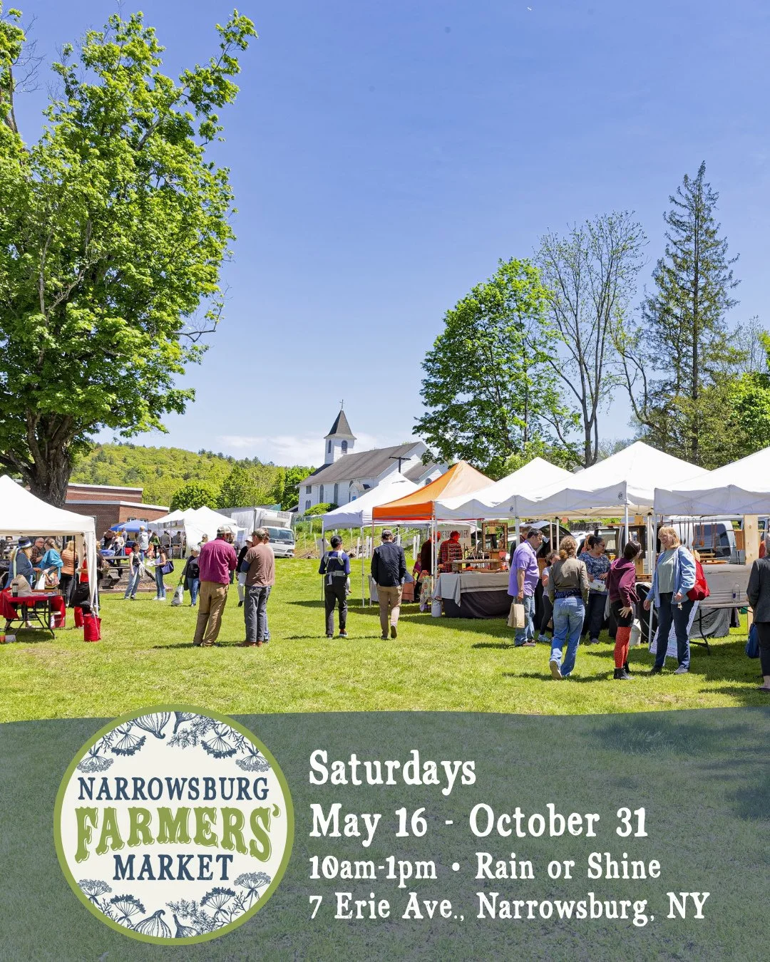 ✨️ Today is Opening Day of the Narrowsburg Farmers' Market! ⁠
⁠
🗓 Saturday, May 16⁠
⏰ 10am&ndash;1pm⁠
☔ Rain or shine⁠
📍 Behind the Narrowsburg Union, 7 Erie Ave, Narrowsburg, NY⁠
⁠
See you there!