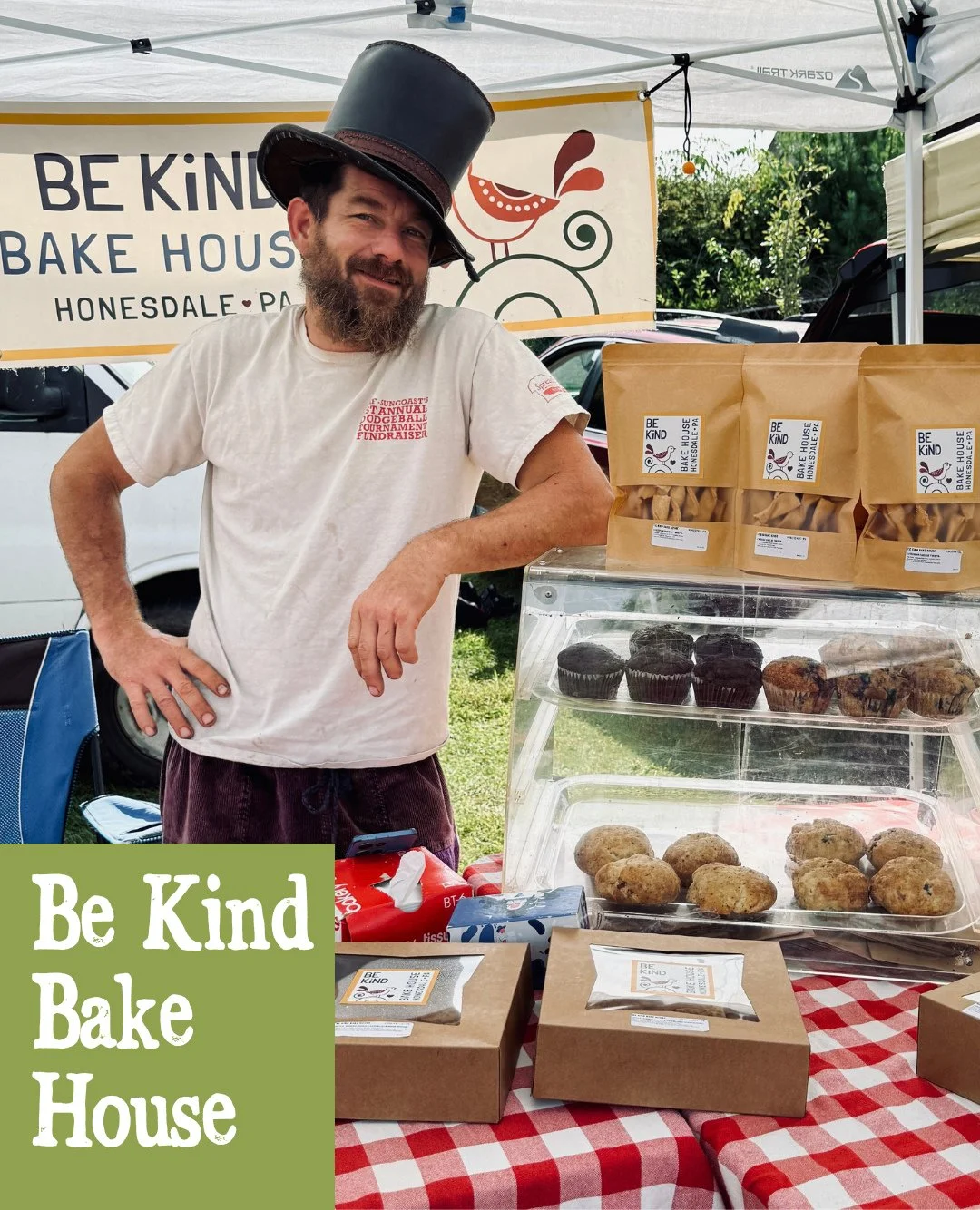 🍎 MARKET SPOTLIGHT: BE KIND BAKE HOUSE 🥧⁠
⁠
There&rsquo;s a whole lot of love baked into the goodies from Casey Zier of Be Kind Bake House, based in Honesdale, PA. And you&rsquo;ll often find her husband, Michael, behind the booth at the market.⁠
⁠