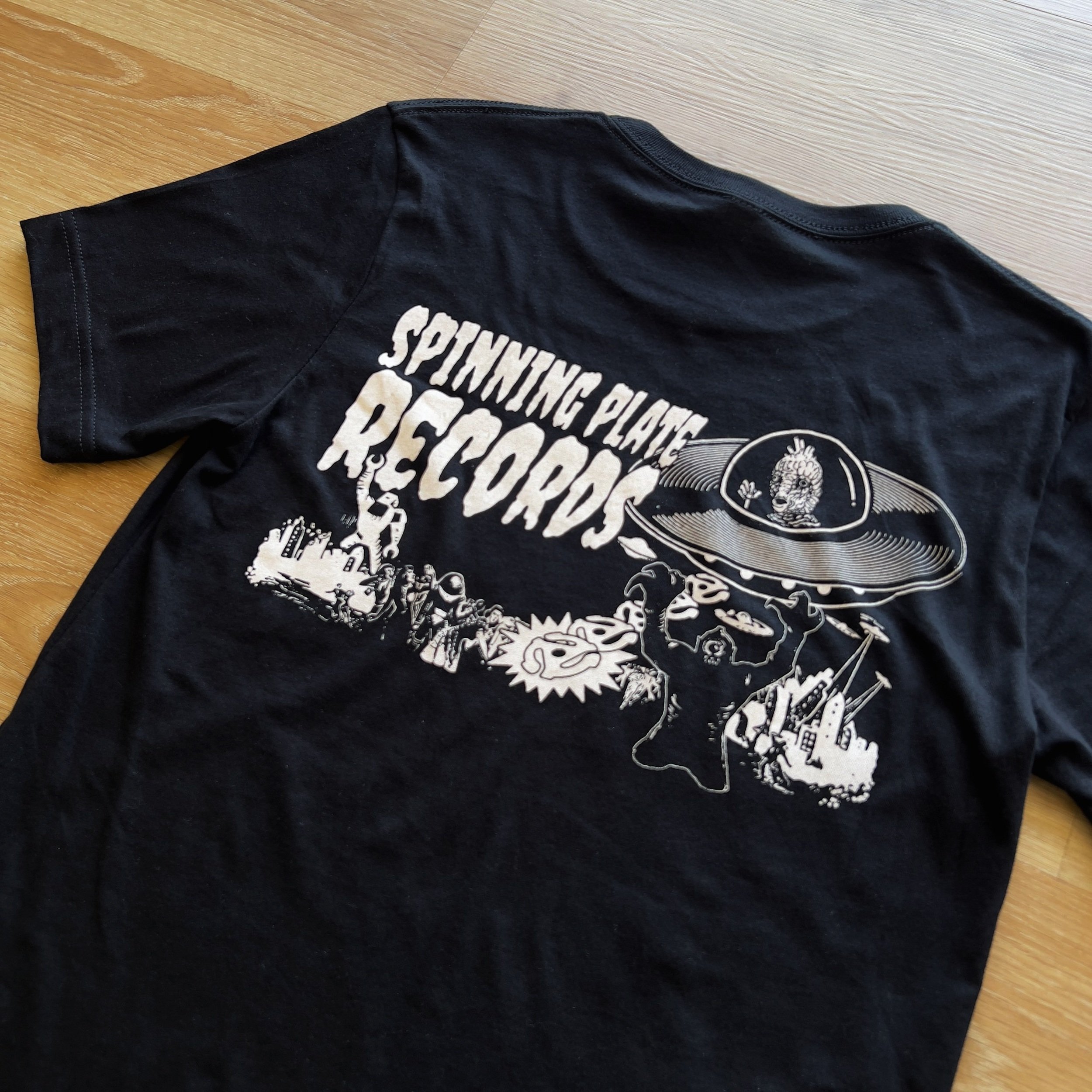 Black Spinning Plate Records logo t-shirt