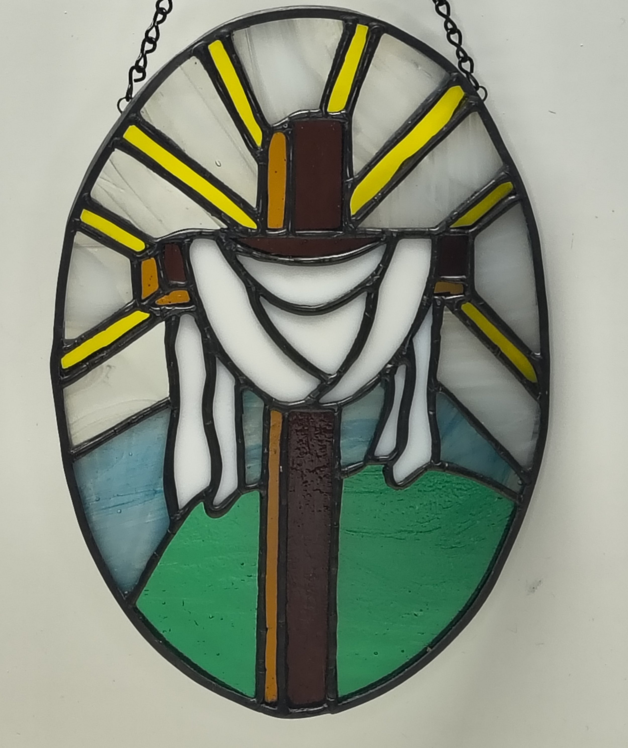 Oval Easter Cross Suncatcher