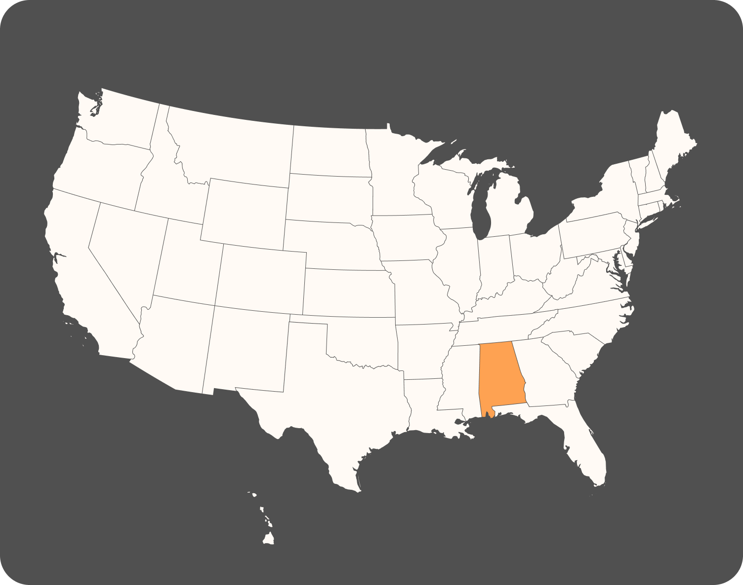 Map of the United States with Arkansas highlighted in orange.