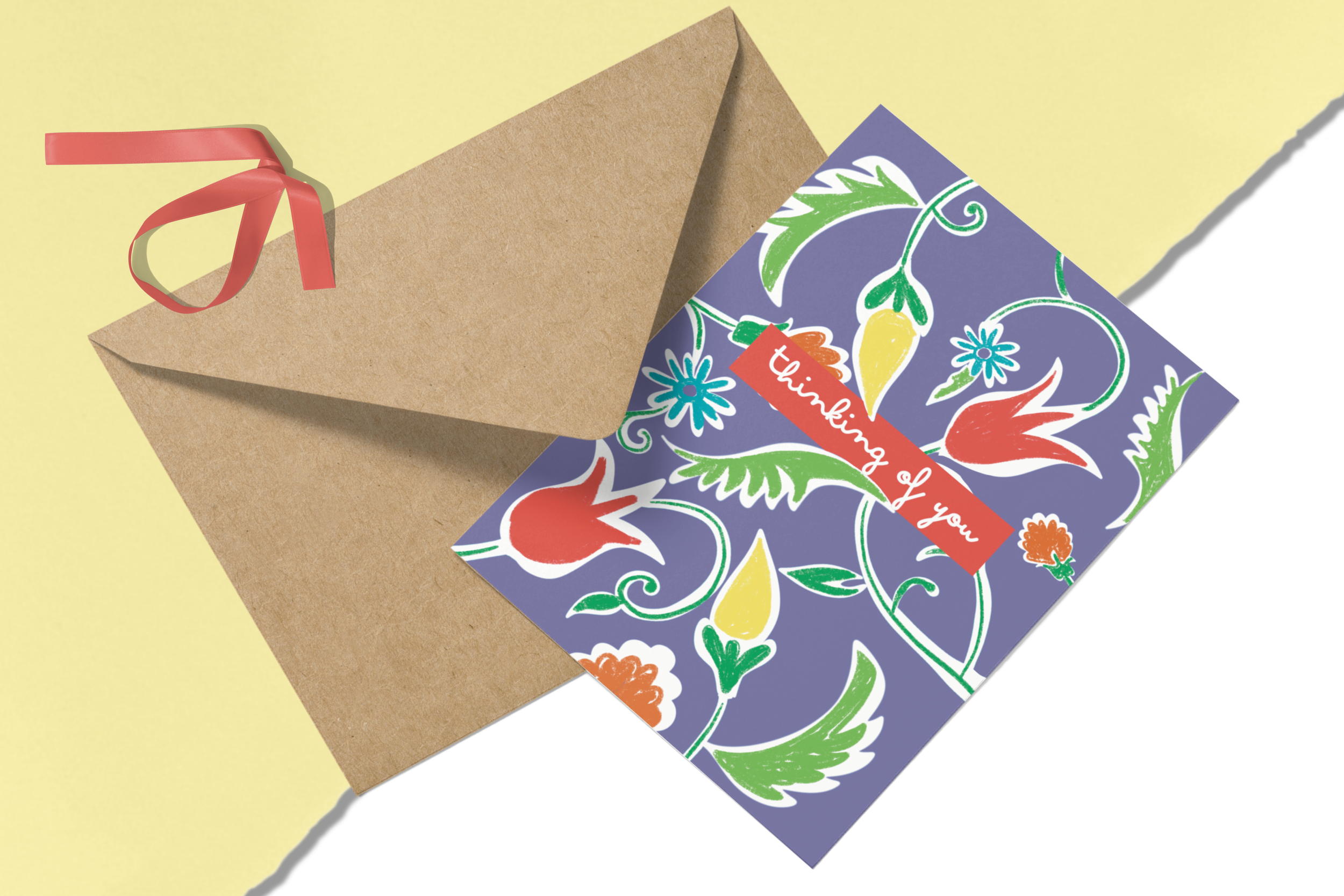 Thinking of You Floral Greeting Card A6 Blank Inside Greeting Card.png