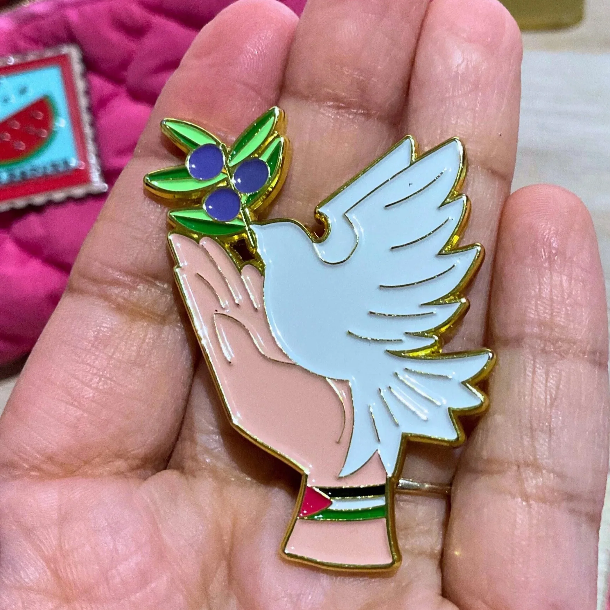 Peace for Palestinian White Dove Enamel Pin