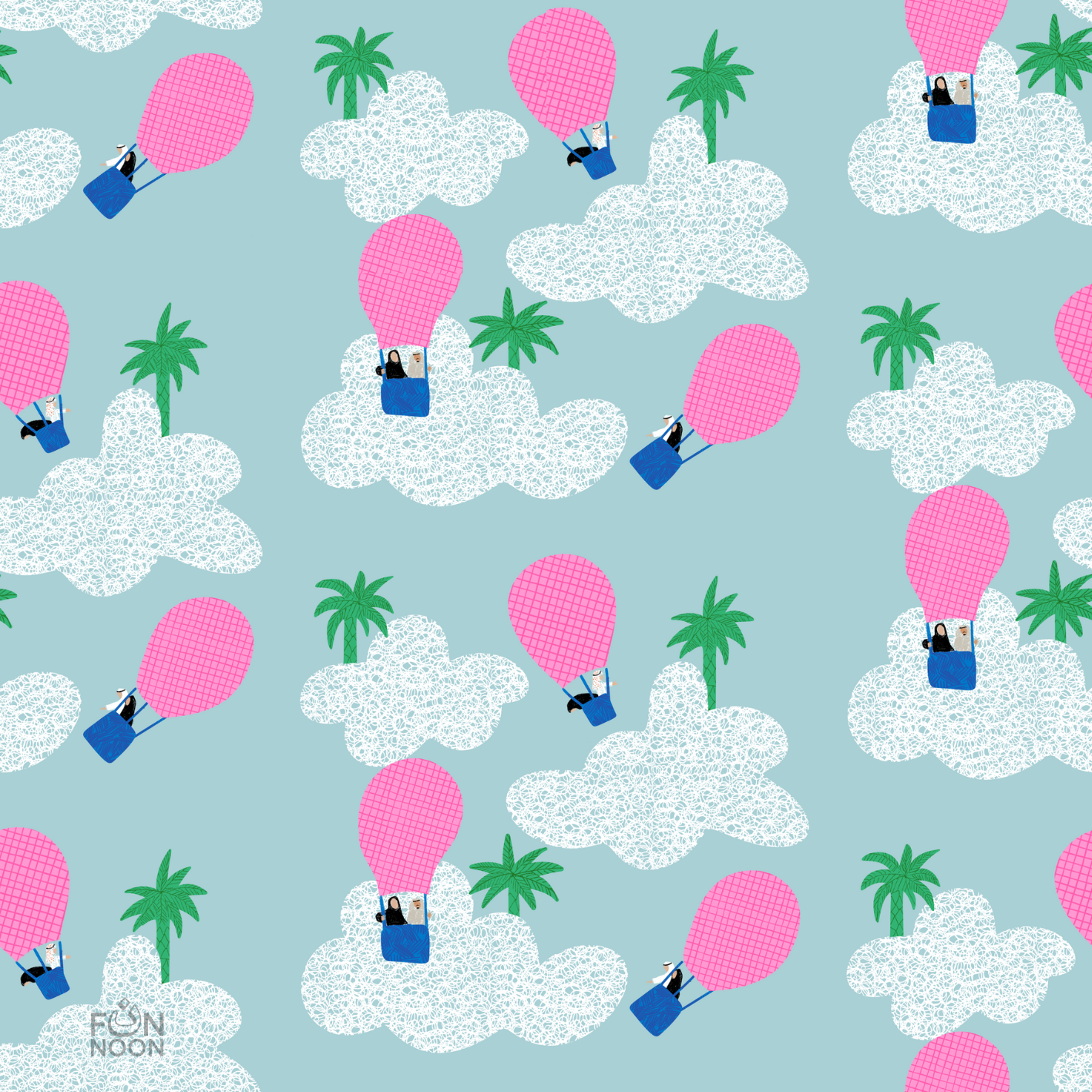 Arab Couple fun illustration repeat pattern .png