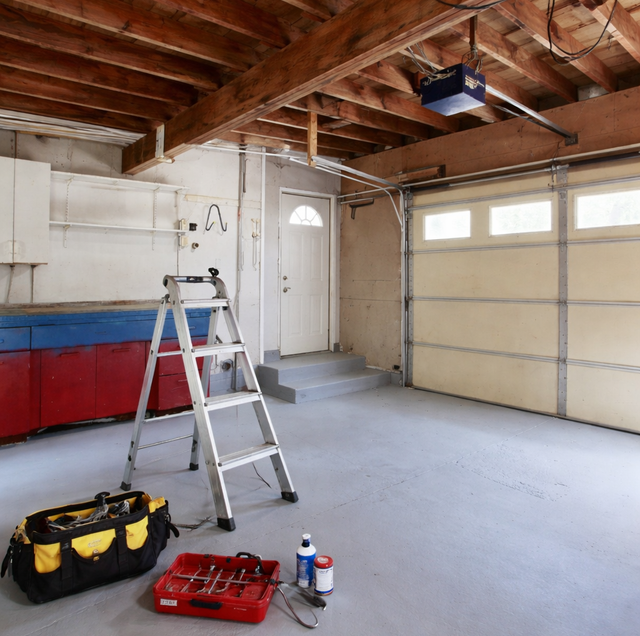 residential garage door rollers and track close-up