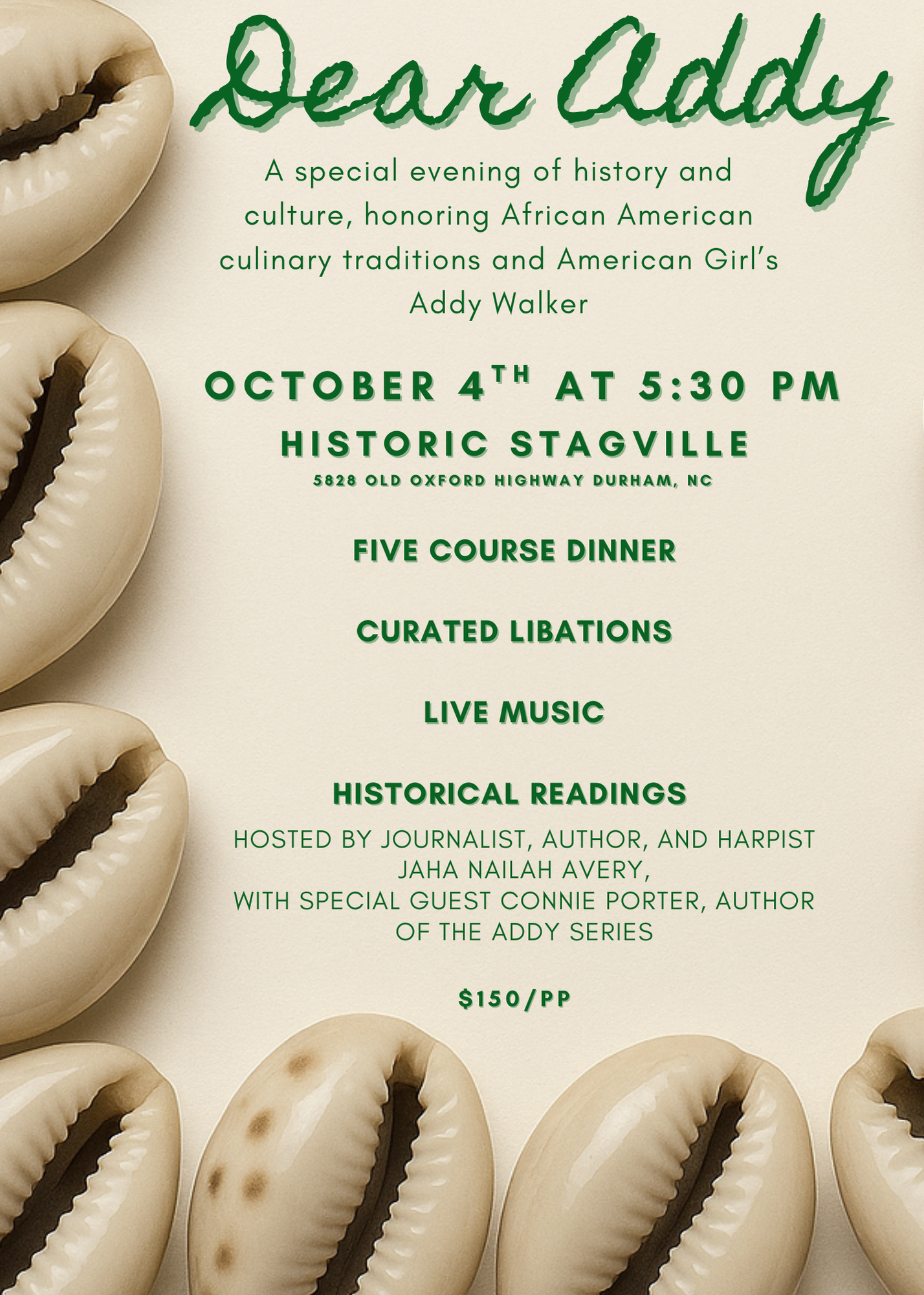 Dear Addy Dinner at Historic Stagville
