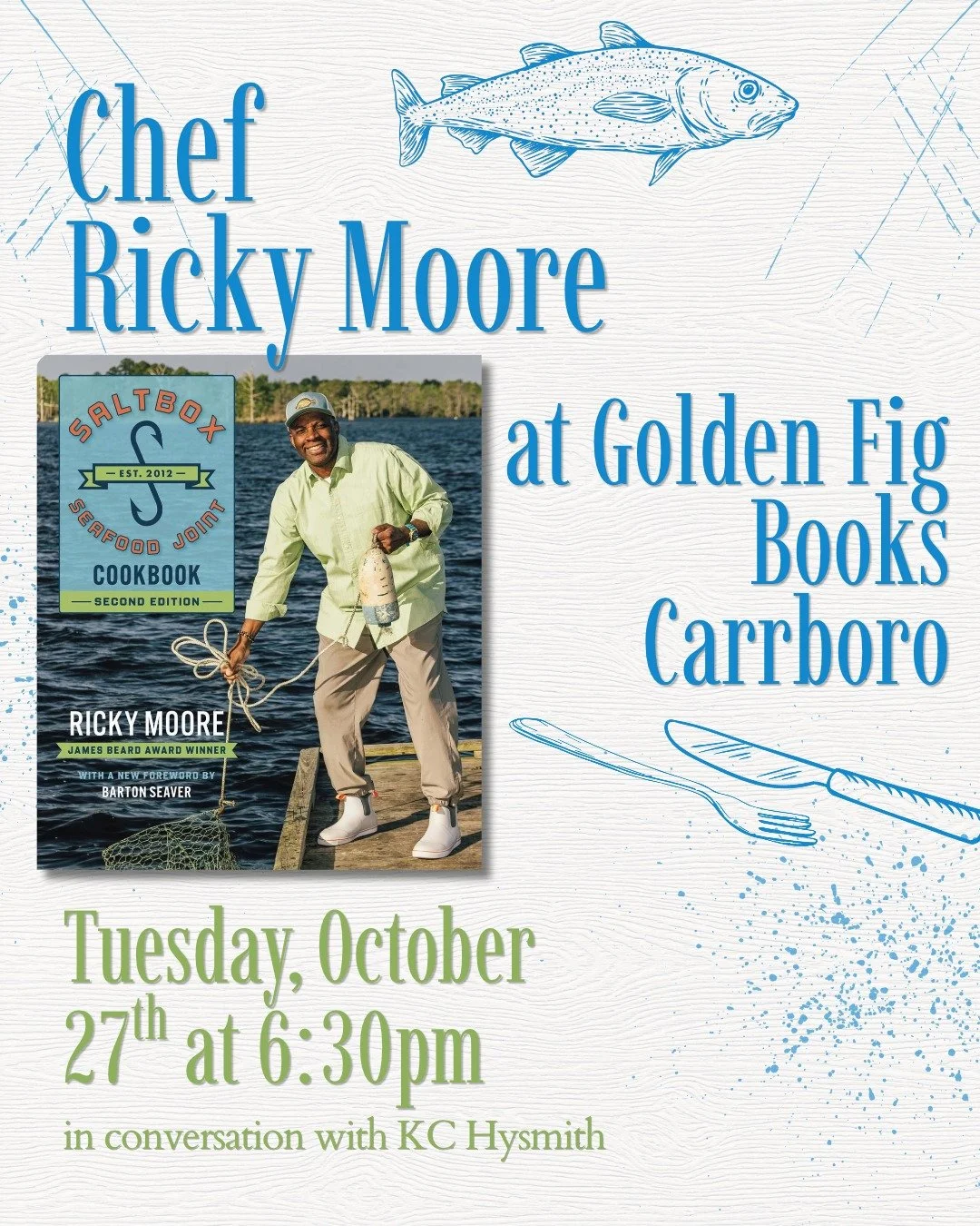 Chef Ricky Moore at Golden Fig Books Carrboro
