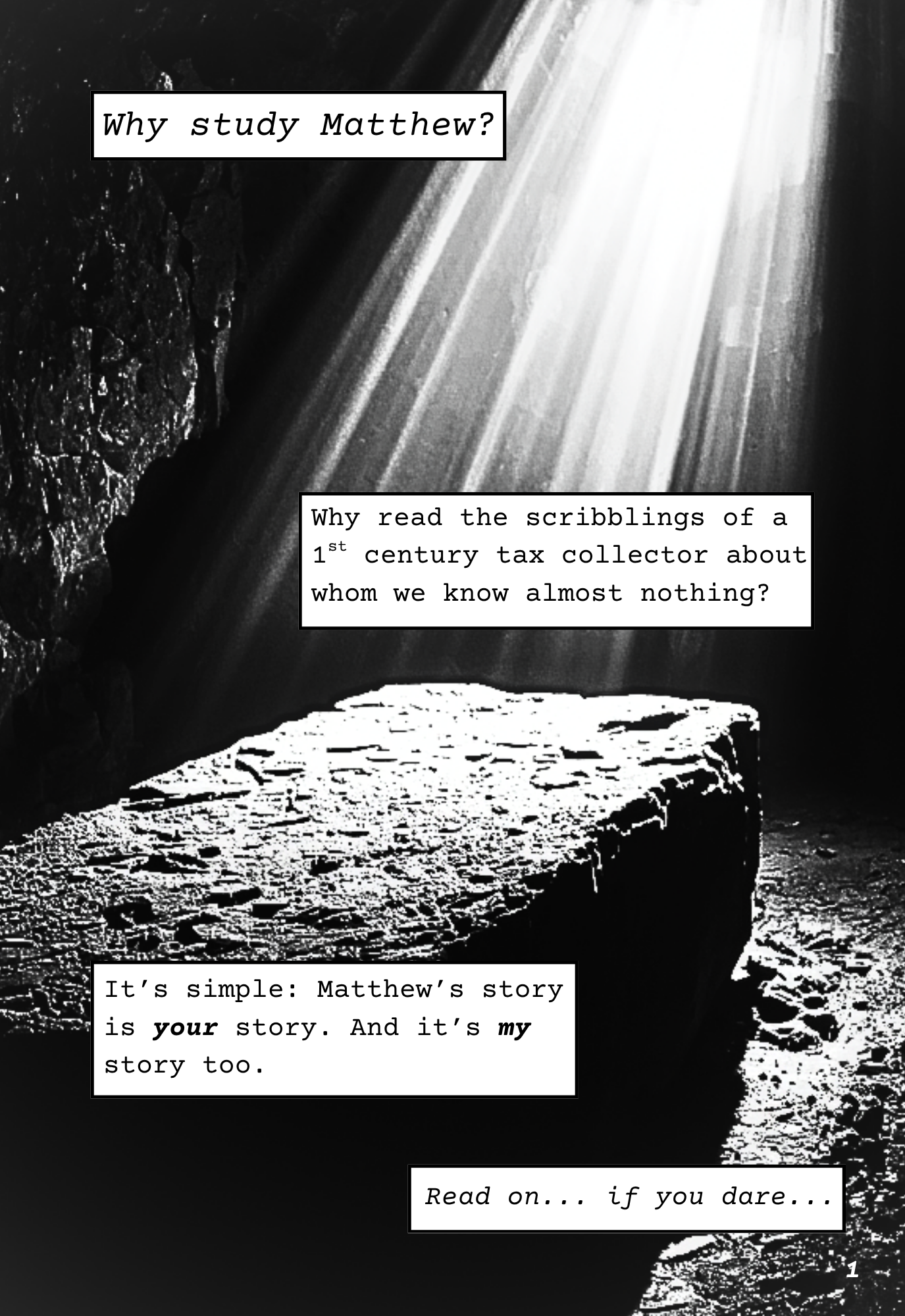 Icon #1 - Bolo Studios - Black and white Gospel comic book - Page 1.png