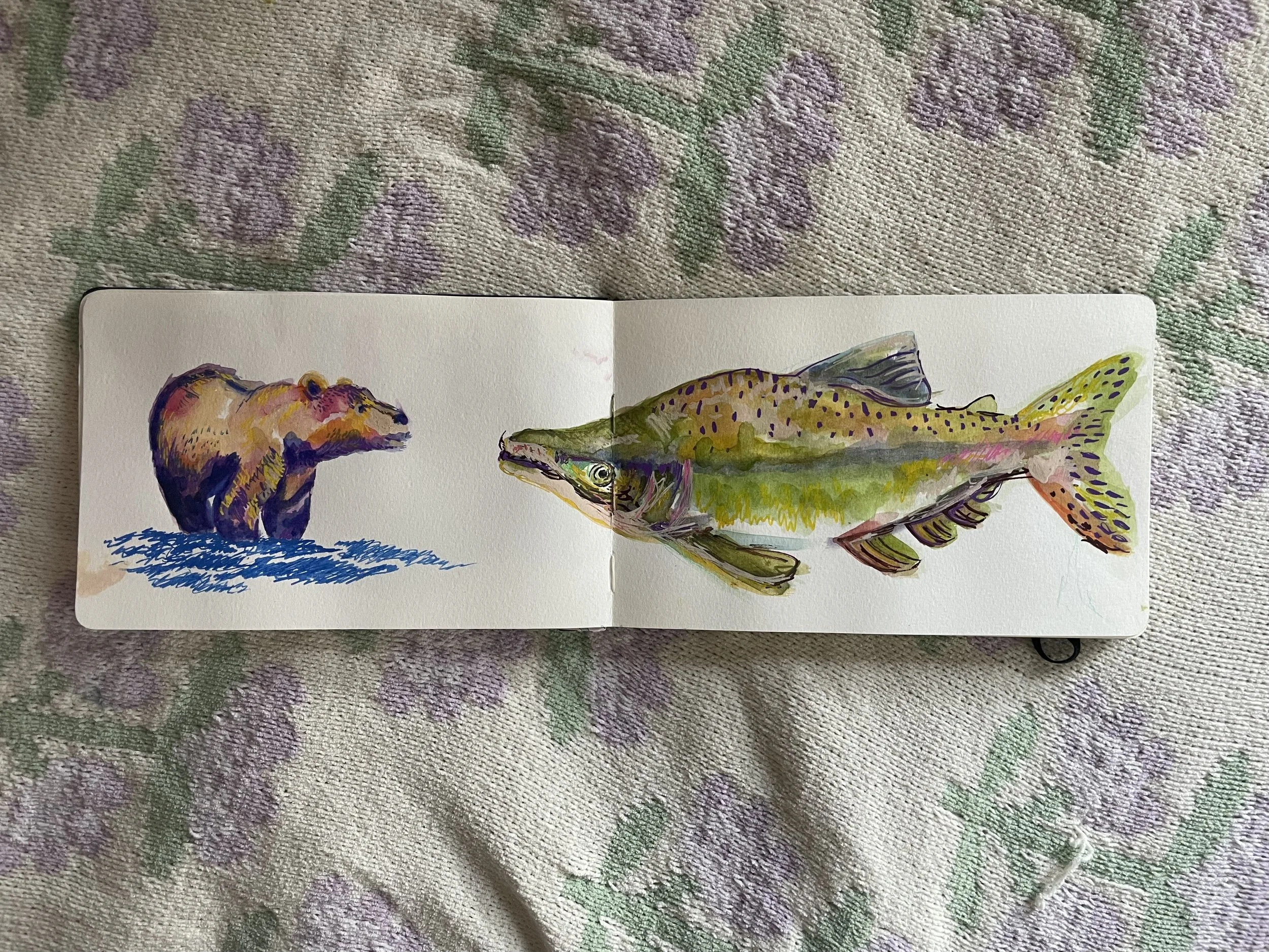 Ode to Chunk - Watercolor and Posca Markers, 2025