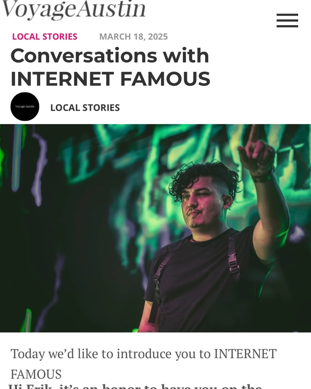 Stumbled upon an article that dropped a couple months ago with @voyageaustin! Honored for them to share a little bit about my story for y&rsquo;all to read (: Check out more on VoyageAustin.com search INTERNET FAMOUS or head to my bio for the link to