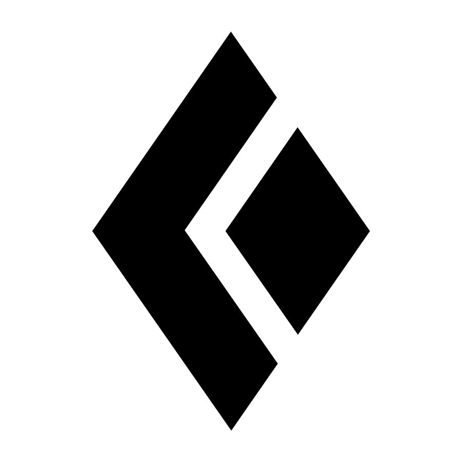 A black geometric logo consisting of two overlapping diamonds on a white background.