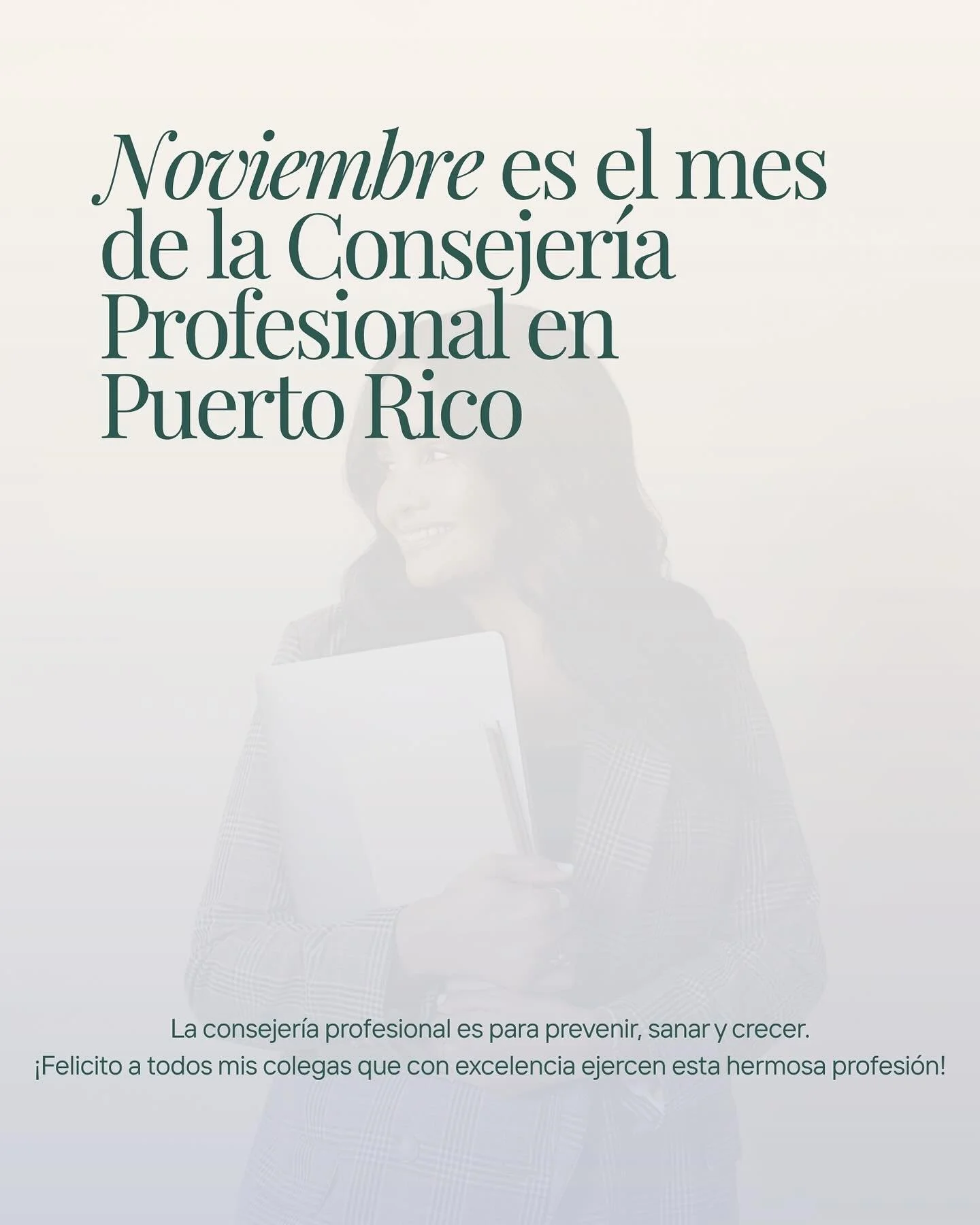 Noviembre es nuestro mes, colegas consejeros y consejeras profesionales de Puerto Rico. 💚

Hoy celebramos nuestra labor como profesionales que guiamos con &eacute;tica, compasi&oacute;n y prop&oacute;sito. Que este mes sea recordatorio del impacto q