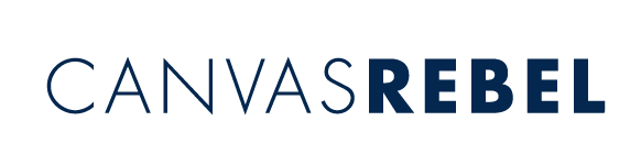 Logo with the words 'CANVAS REBEL' in uppercase, with 'CANVAS' in a thin font and 'REBEL' in a bold font.