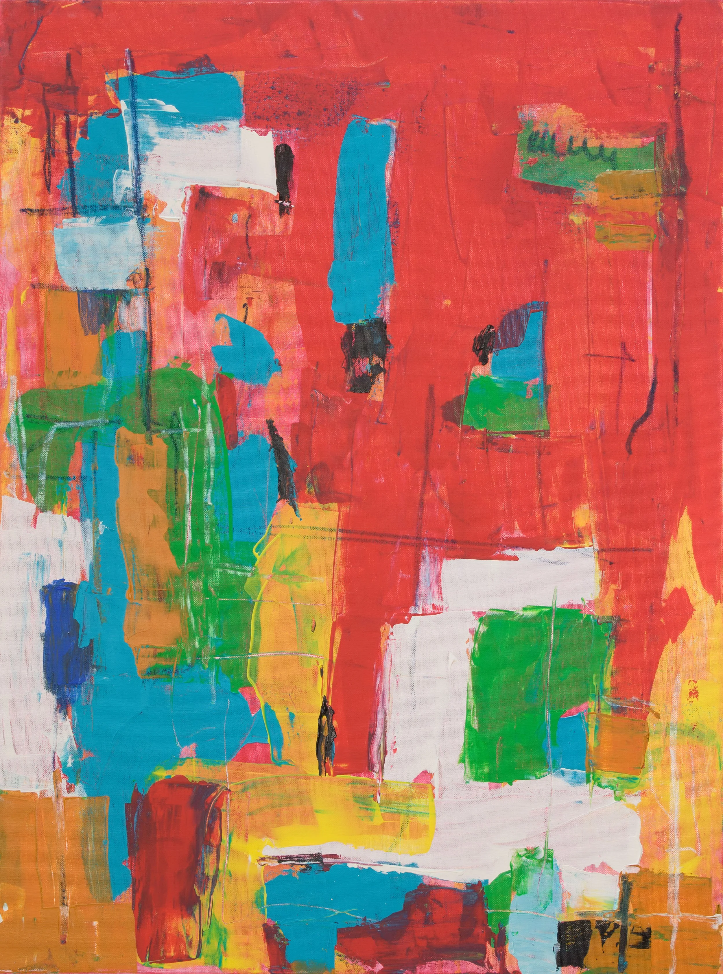Spring, mixed media abstract painting. Mixed media artwork by Cristina Rosa exploring distortion, physical layering, and tactile imperfection.