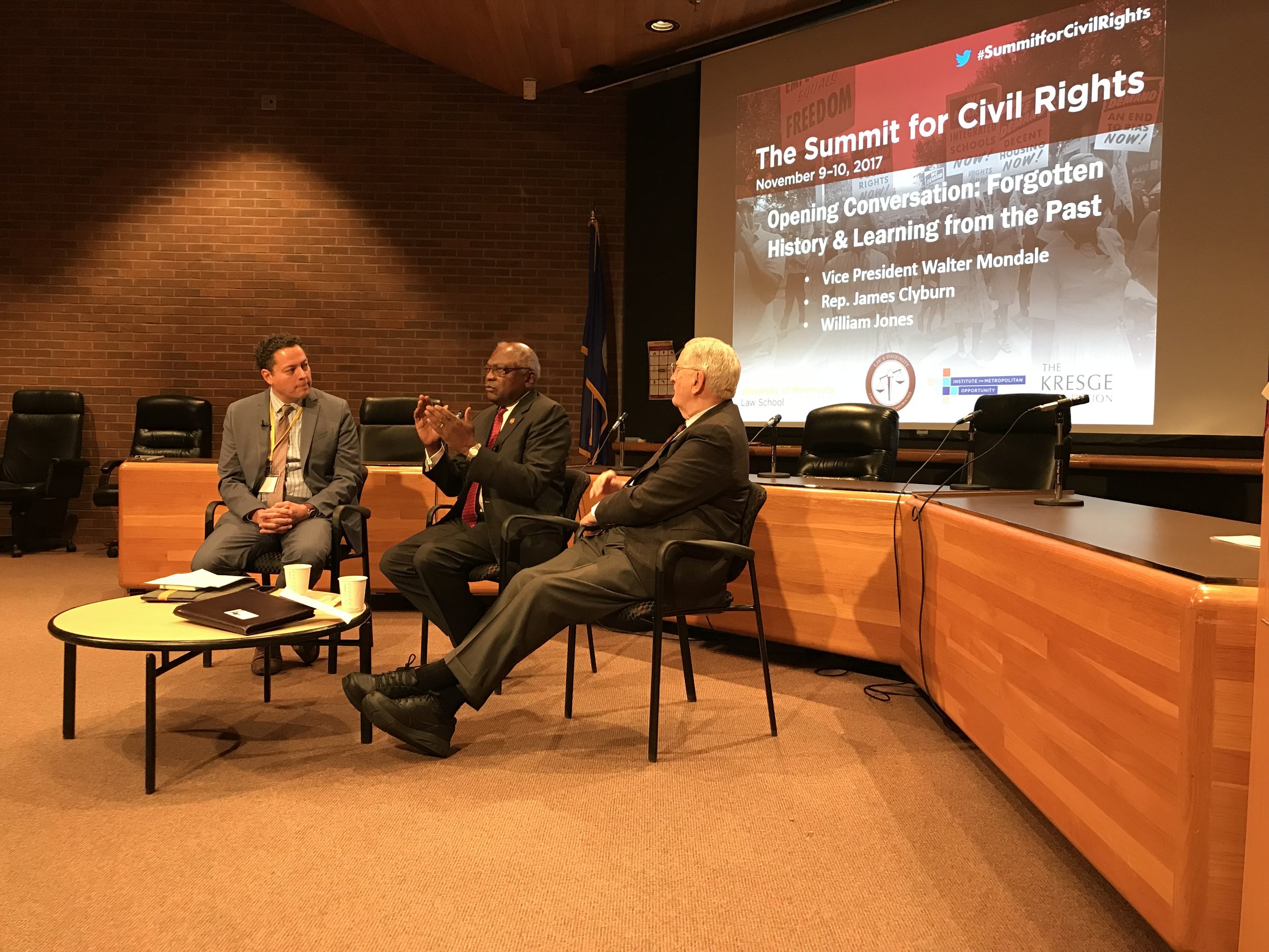  James Clyburn and Walter Mondale talk at the Summit for Civil Rights, organized by Will 