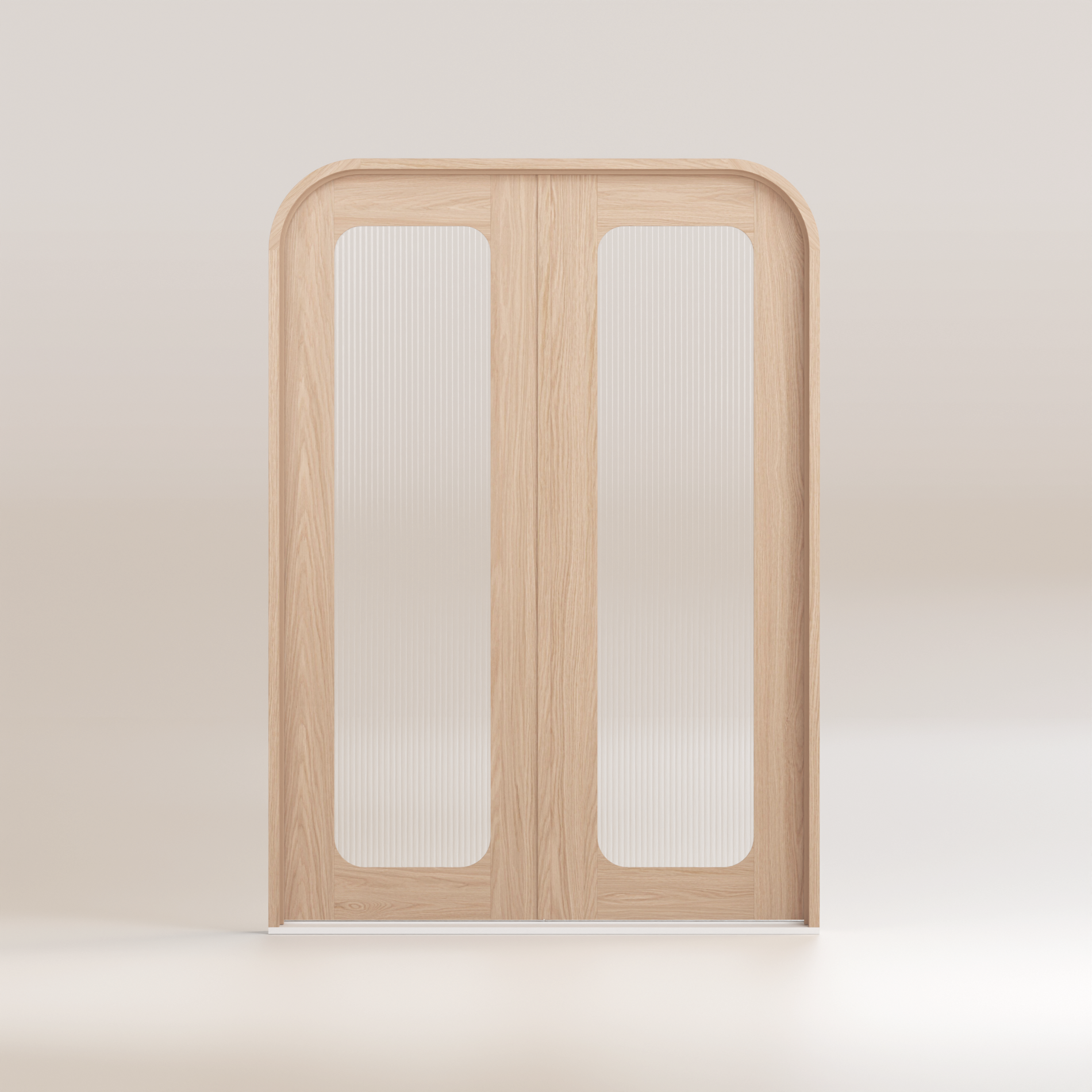 Vali - Glass/Oak Double Full Round Entry Door Kit