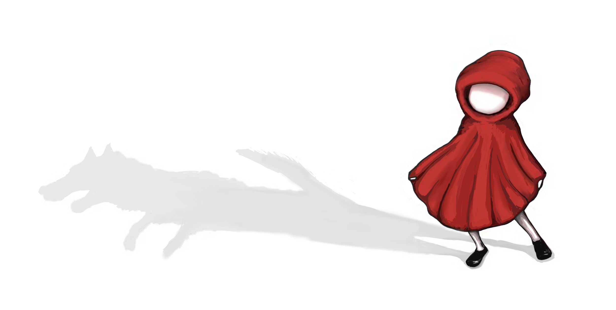 Little Red Hood with a wolf shadow