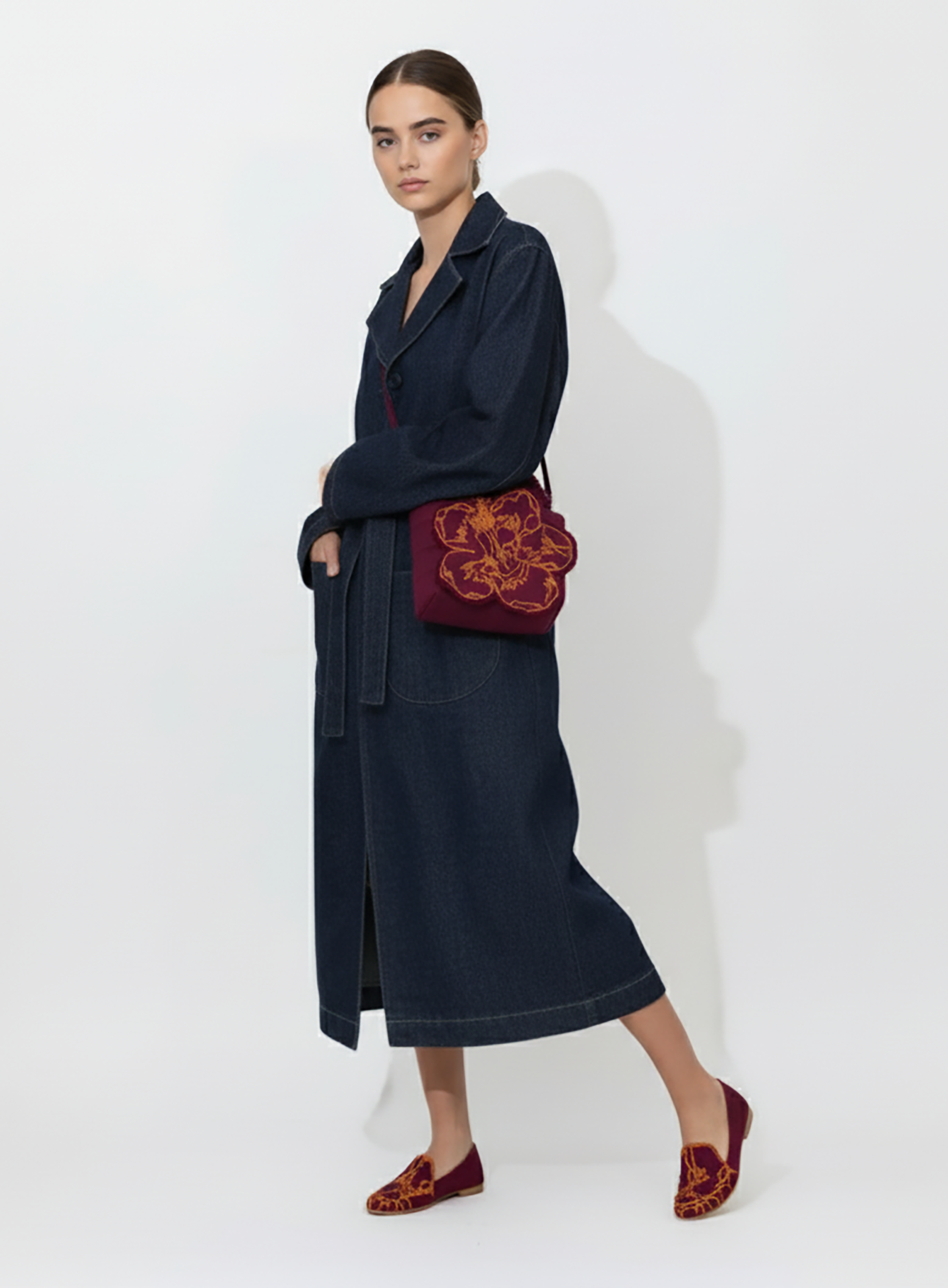 Patricia Denim Trench Coat Dark Wash