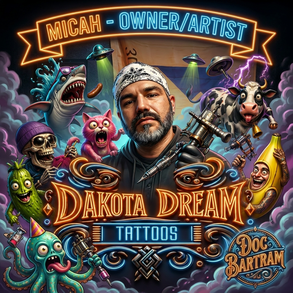 Micah Bartram, Tattoo Artist, Owner of Dakota Dream Tattoos