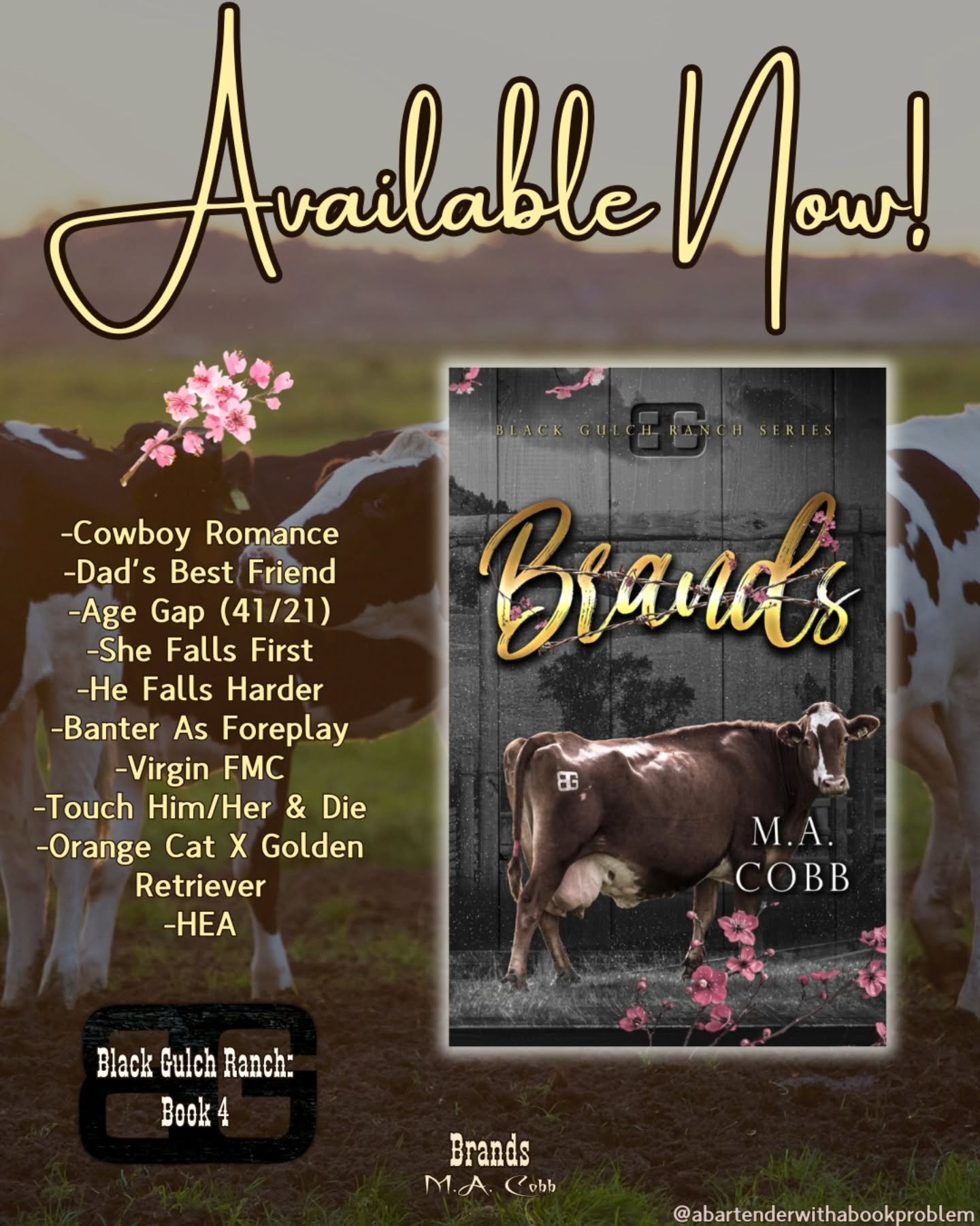 NOW LIVE: 🐮 Brands 🐮 By M.A. Cobb 

Black Gulch Ranch Series: Book 4 

➡️ AVAILABLE ON KINDLE UNLIMITED ⬅️ 

BLURB: 📚 

Blue 

I didn't know when one of my best friends asked me to meet him for a drink, that it would change everything. 

Clay crie