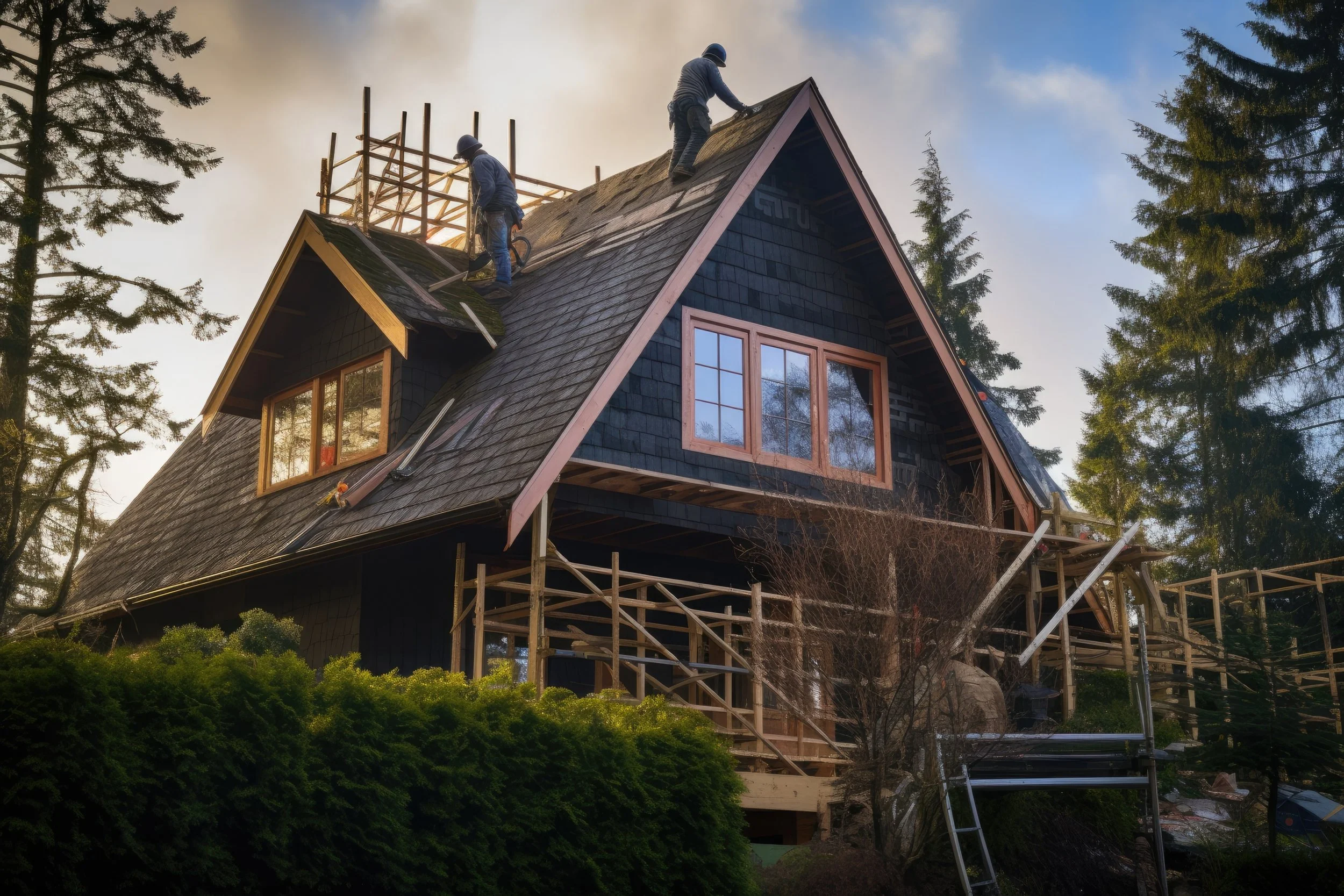 Oranssi technician working on a roof project