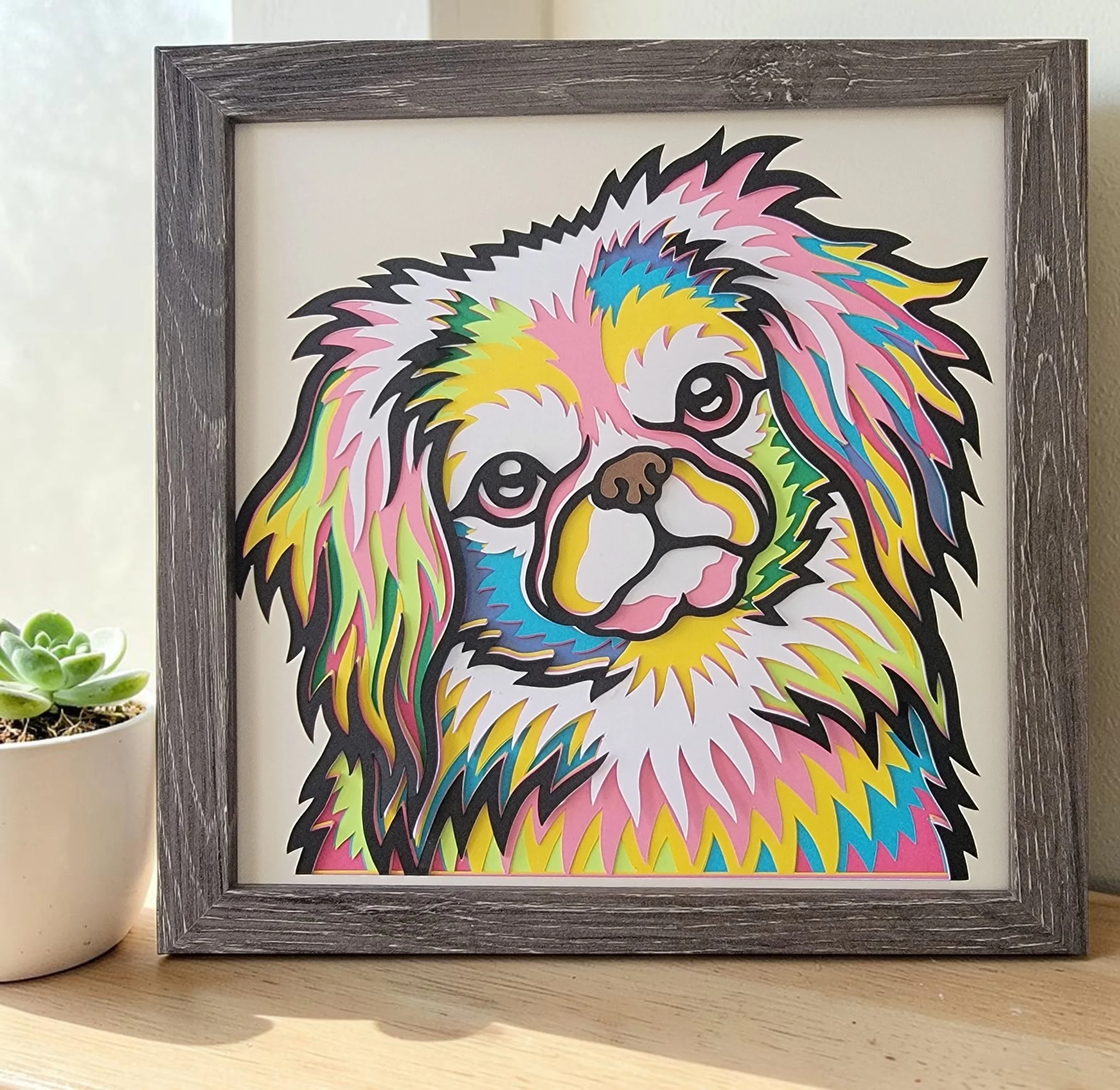 Pekingese Grey Frame with Plant.jpg