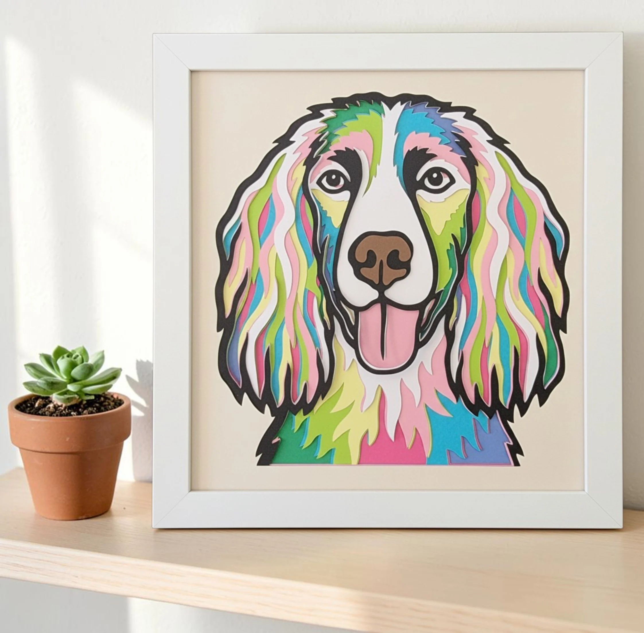 Springer Spaniel White Frame with Plant.jpg