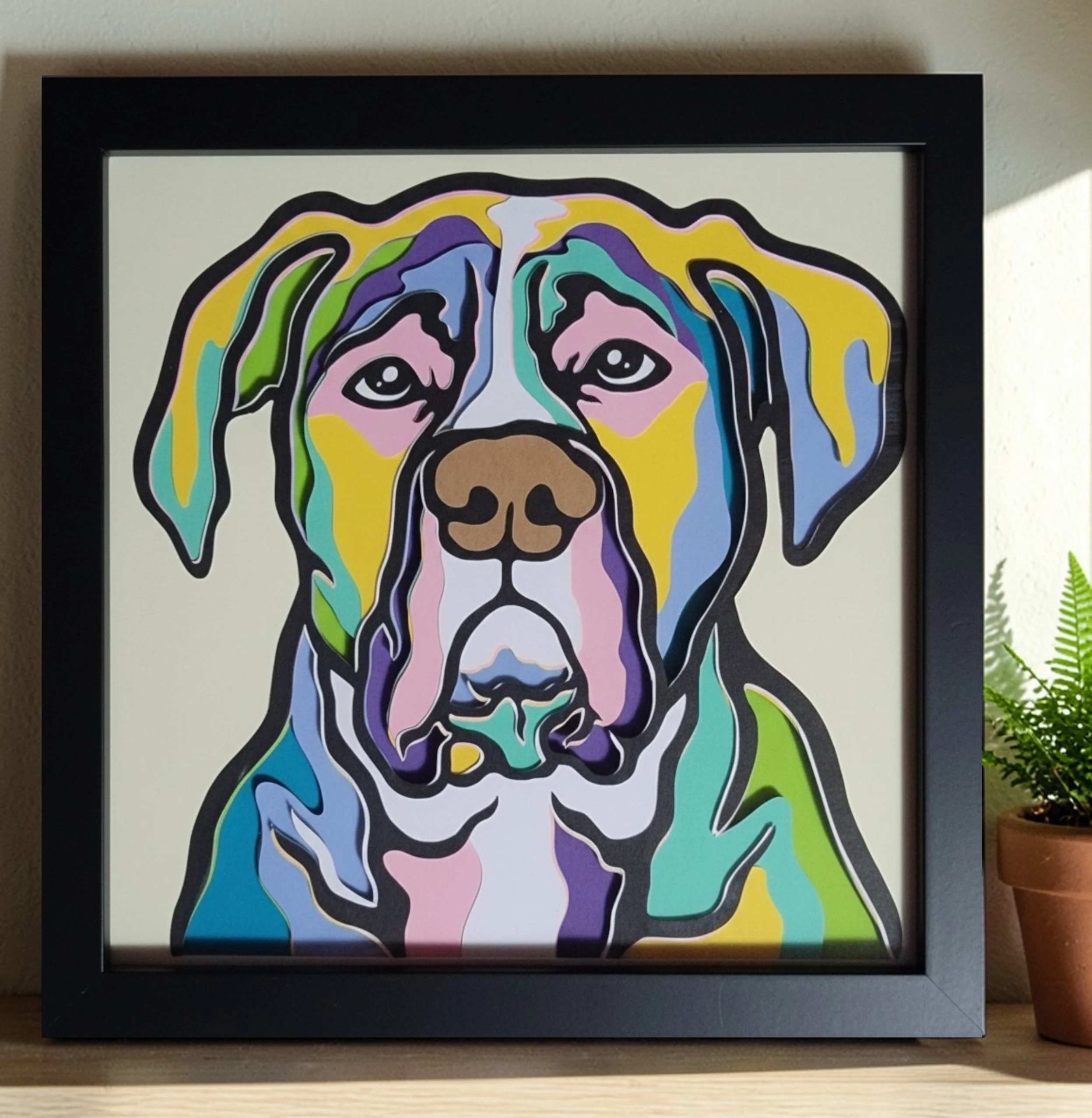 BULL MASTIFF BLACK FRAME WITH PLANT.jpg