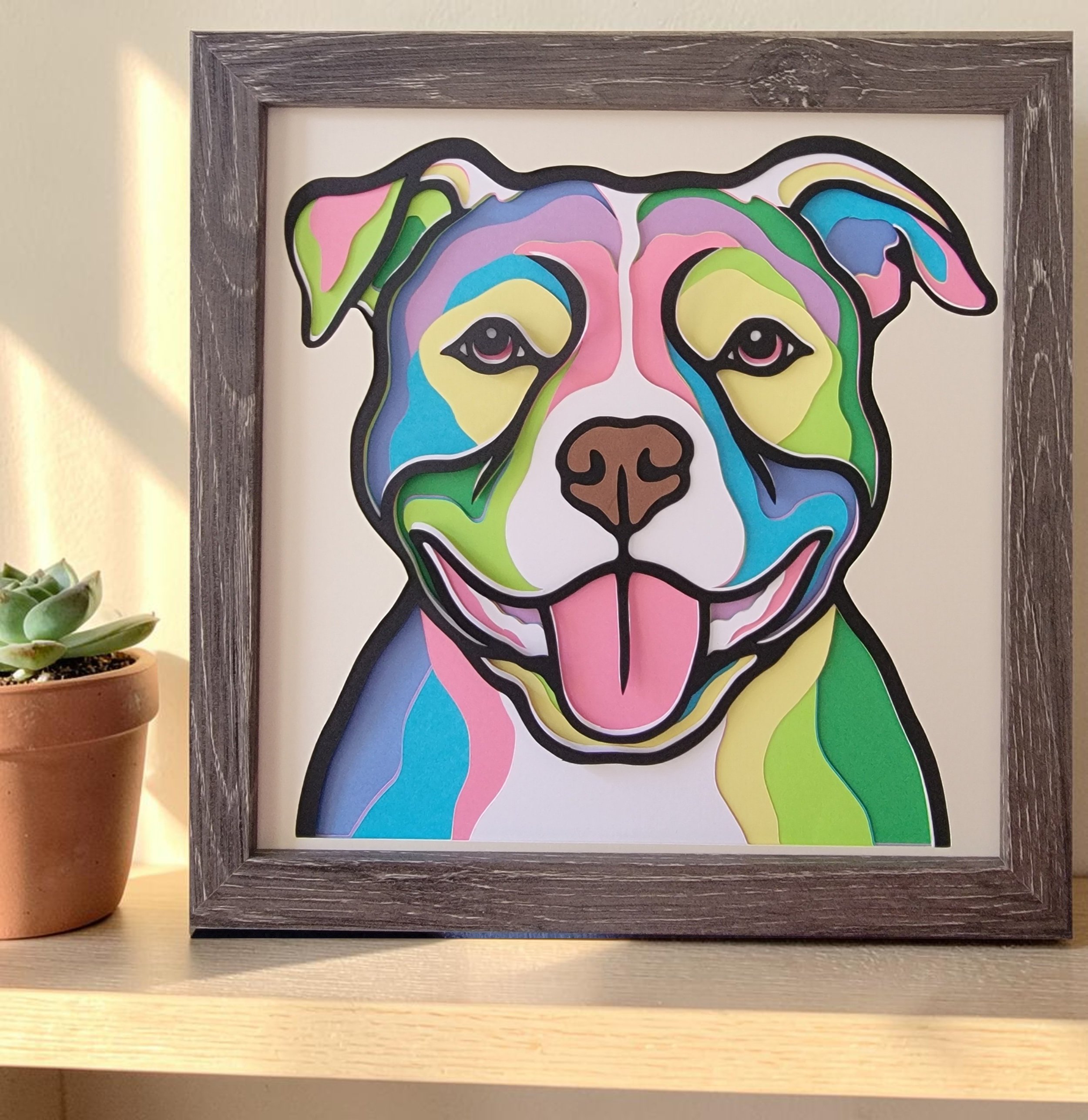 Staffordshire Bull Terrier Grey Frame with Plant.jpg