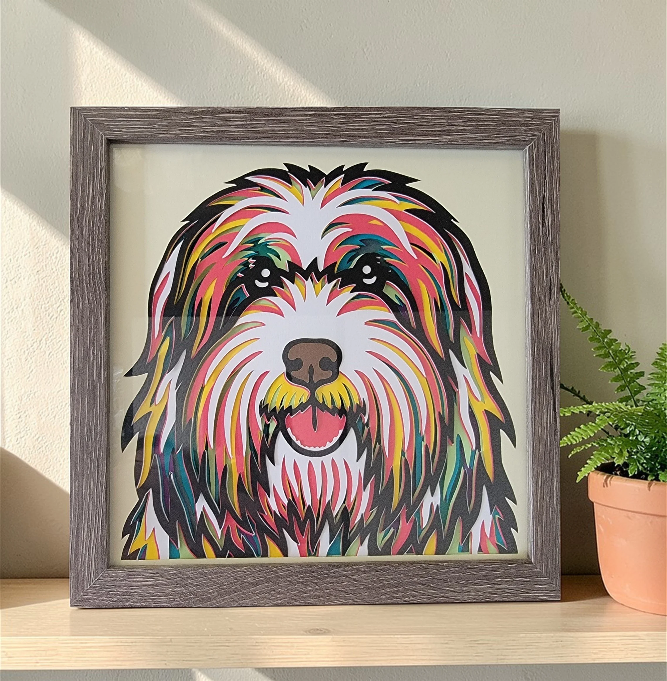 BEARDED COLLIE GREY FRAME WITH PLANT (1).jpg