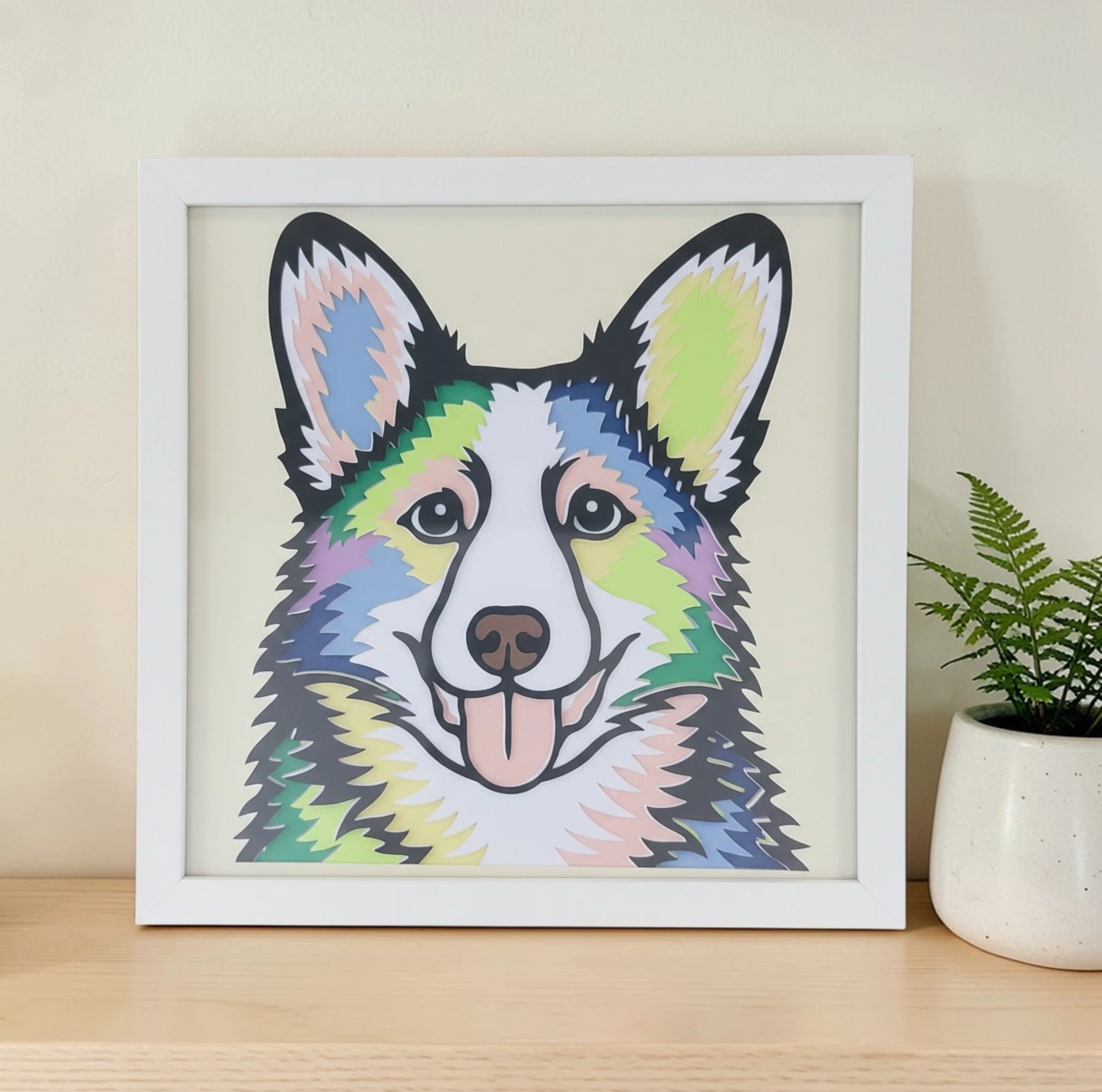 CORGI WHITE FRAME WITH PLANT.jpg