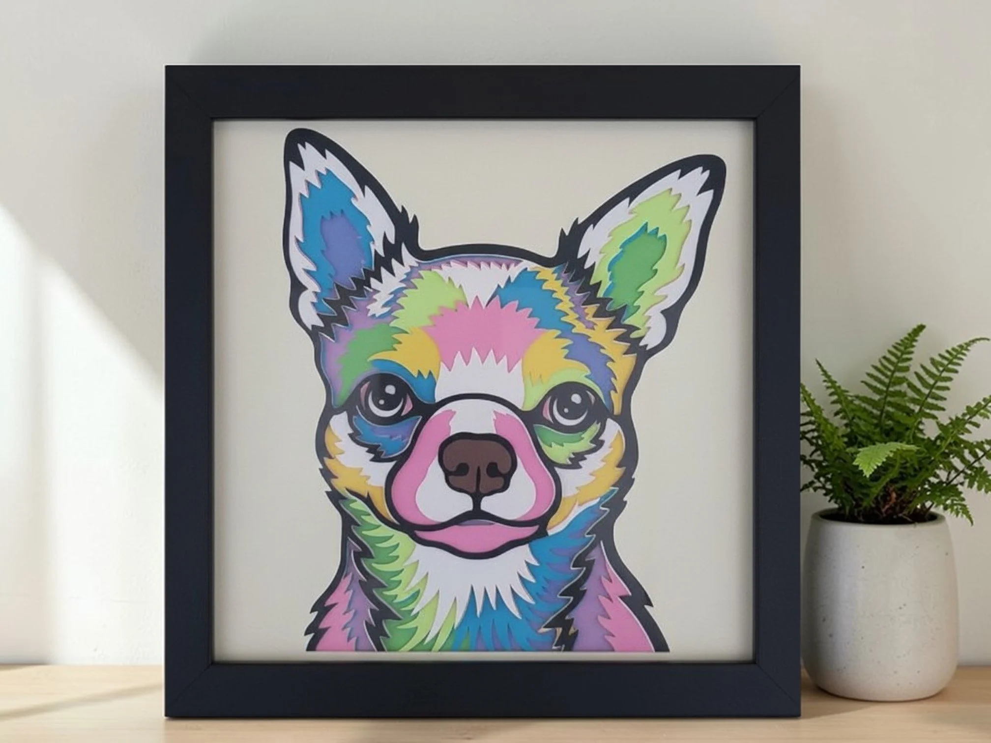 CHIHUAHUA BLACK FRAME WITH PLANT.jpg