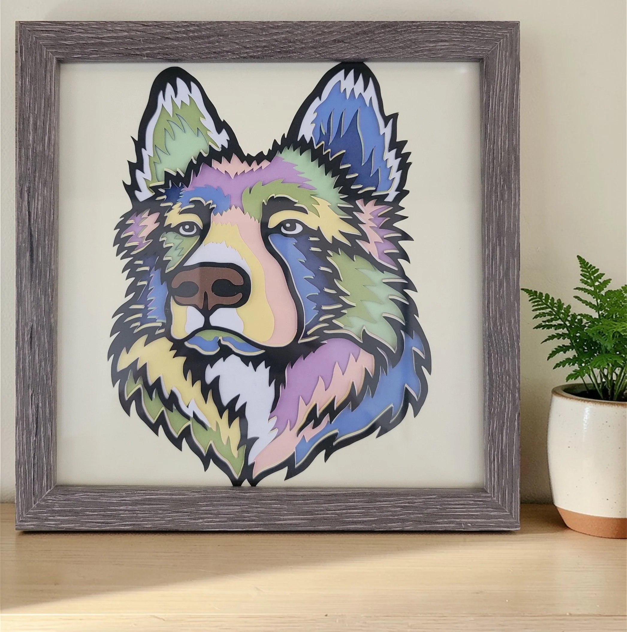 GERMAN SHEPHERD GREY FRAME WITH PLANT.jpg