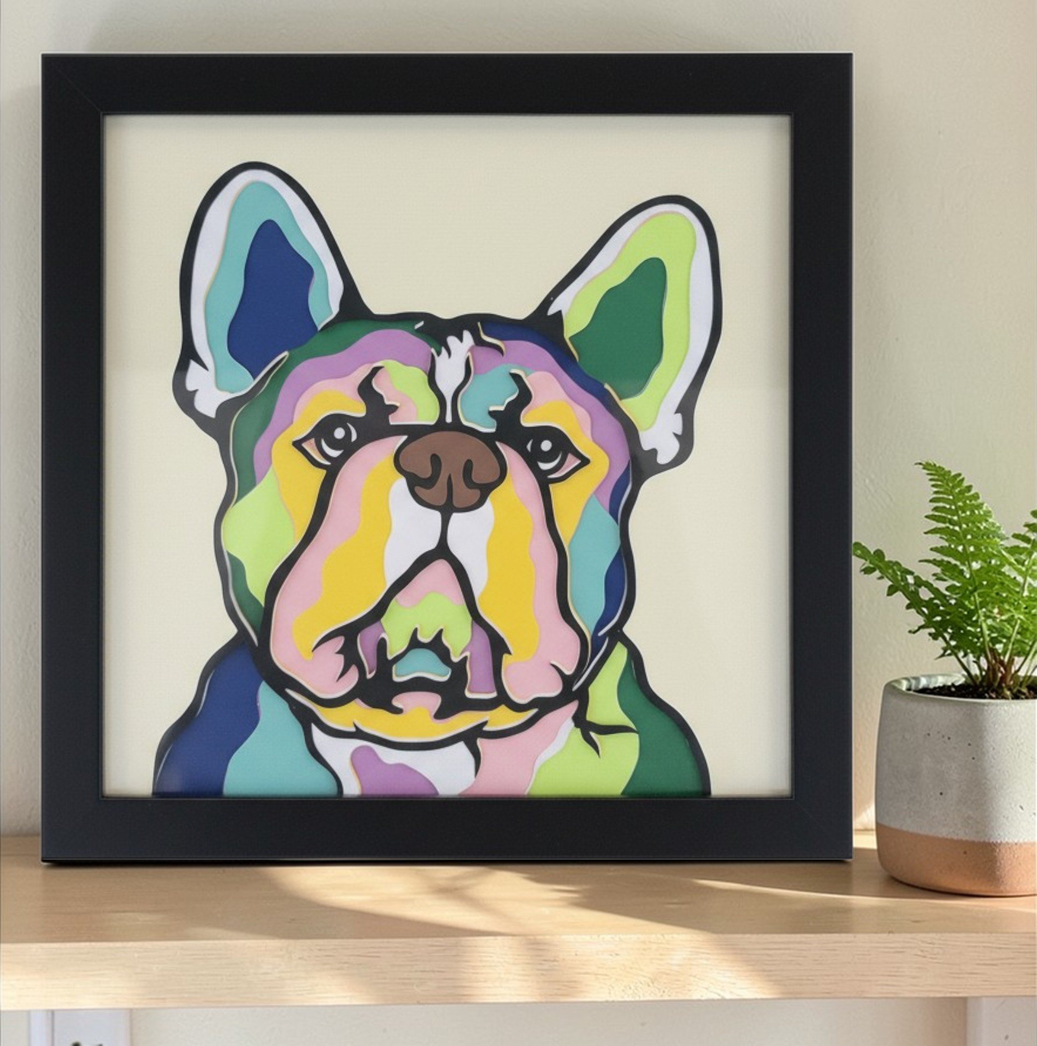 FRENCH BULLDOG BLACK FRAME WITH PLANT.jpg