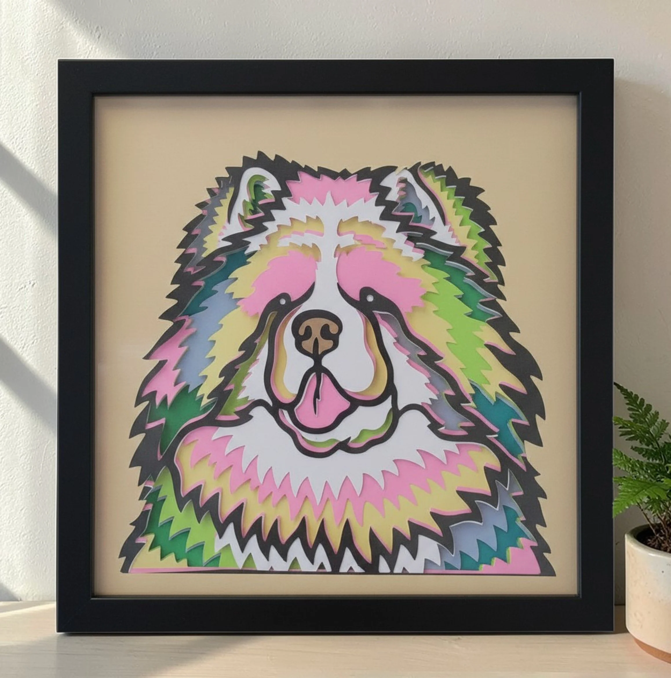 CHOW CHOW  BLACK FRAME WITH PLANT.jpg