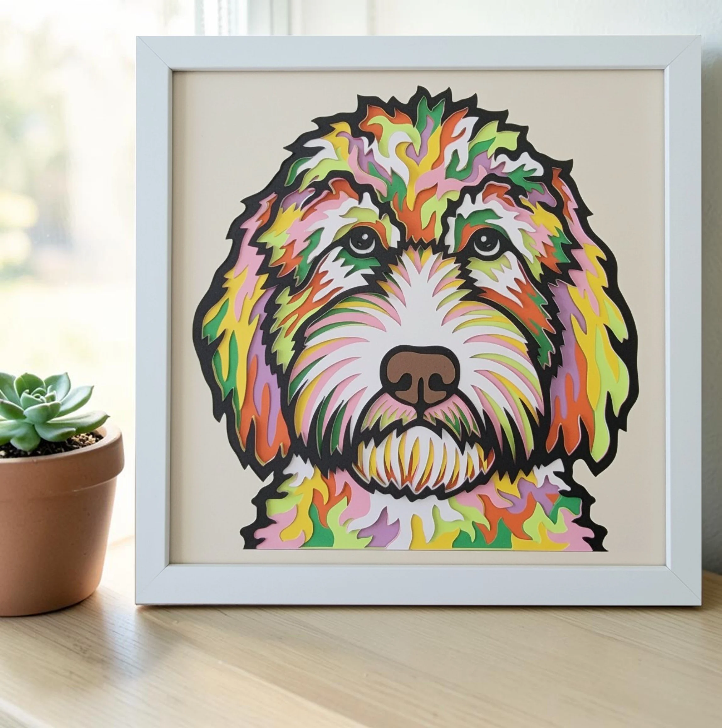 Bernedoodle White Frame with Plant.jpg