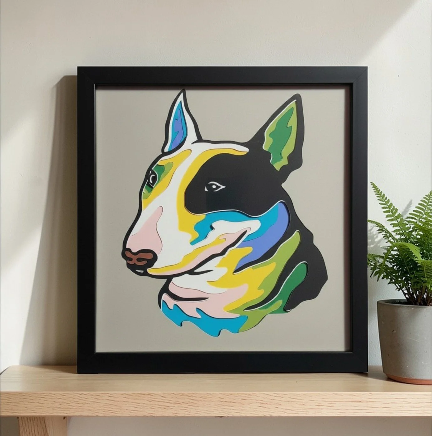 BULL TERRIER BLACK FRAME WITH PLANT.jpg