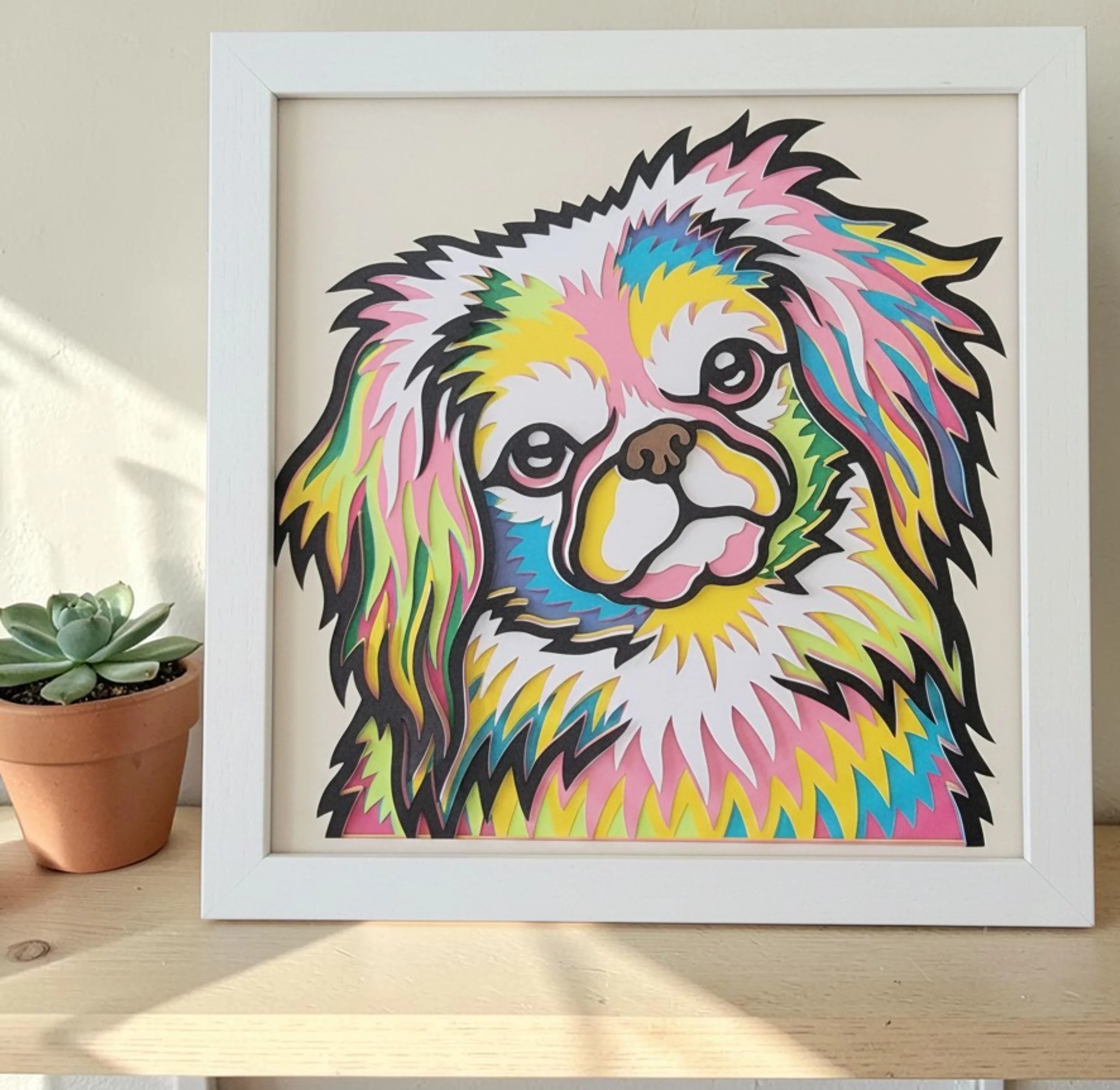 Pekingese White Frame with Plant (1).jpg