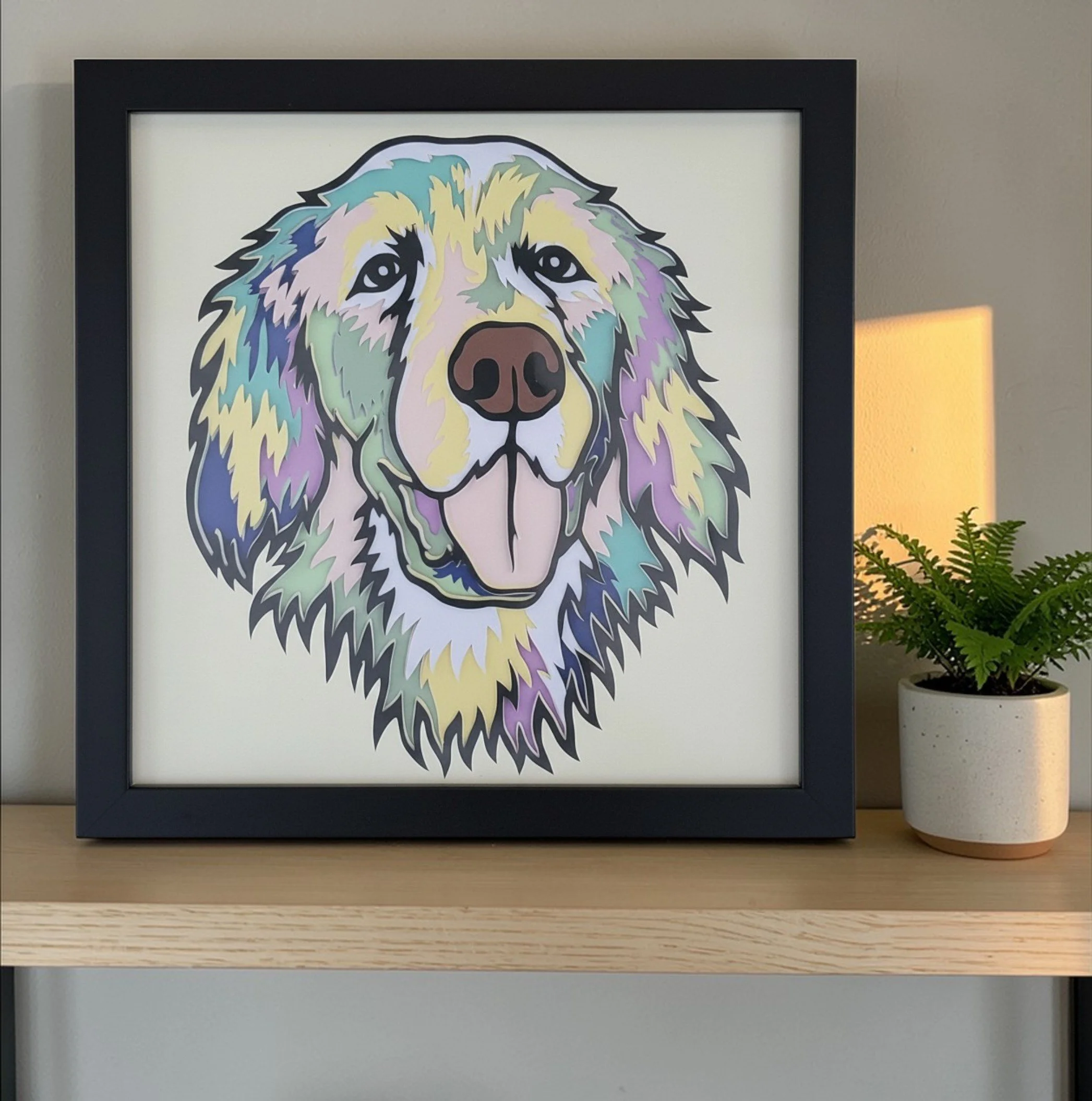 GOLDEN RETRIEVER BLACK FRAME WITH PLANT.jpg