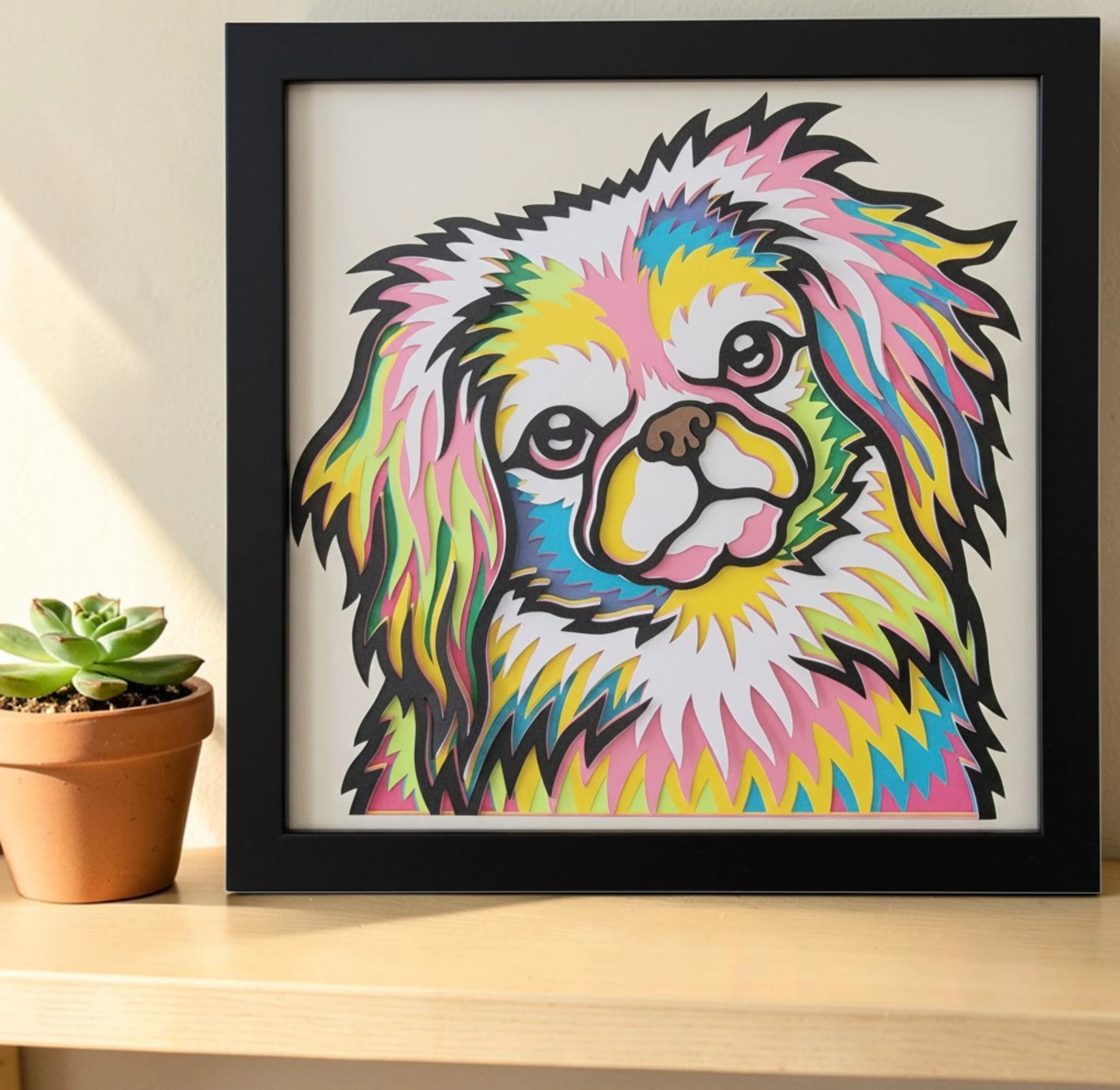 Pekingese Black Frame with Plant.jpg