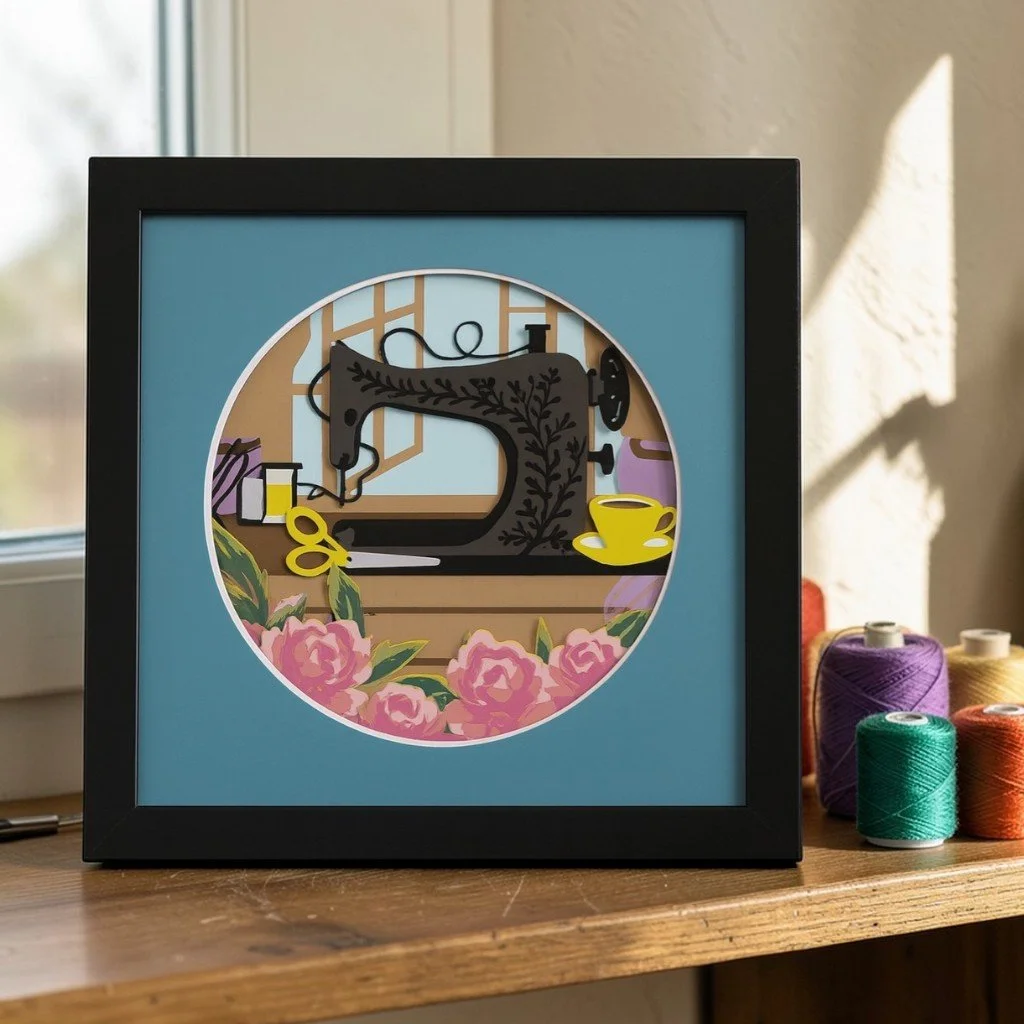 Sewing Machine Layered Paper Art