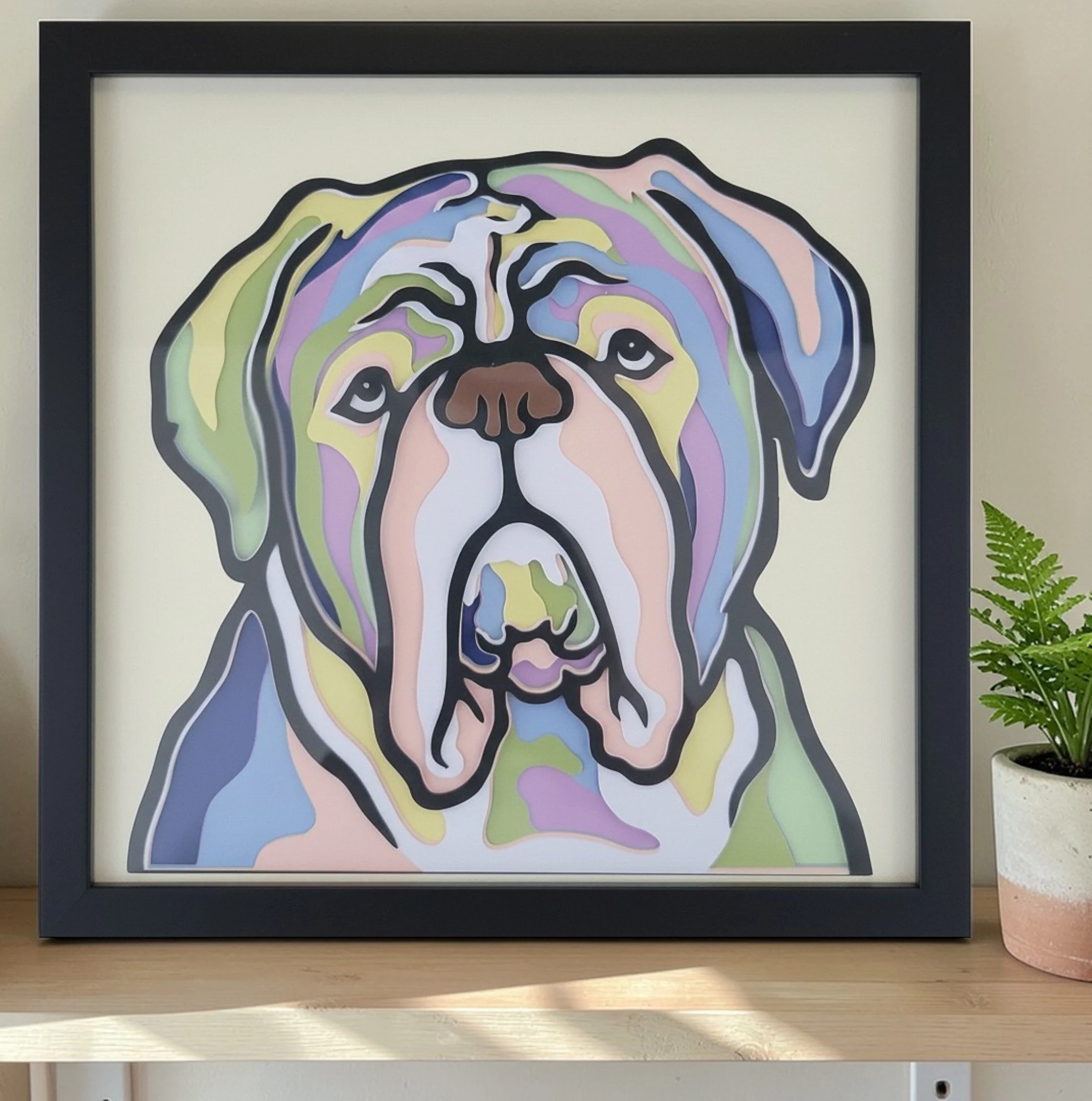 FRENCH MASTIFF BLACK FRAME WITH PLANT.jpg