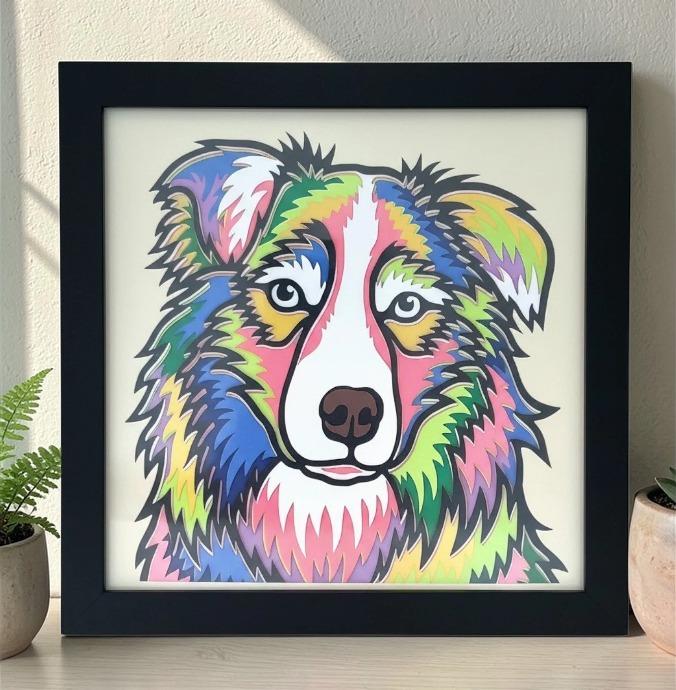 AUSTRALIAN SHEPHERD BLACK FRAME WITH PLANT.jpg