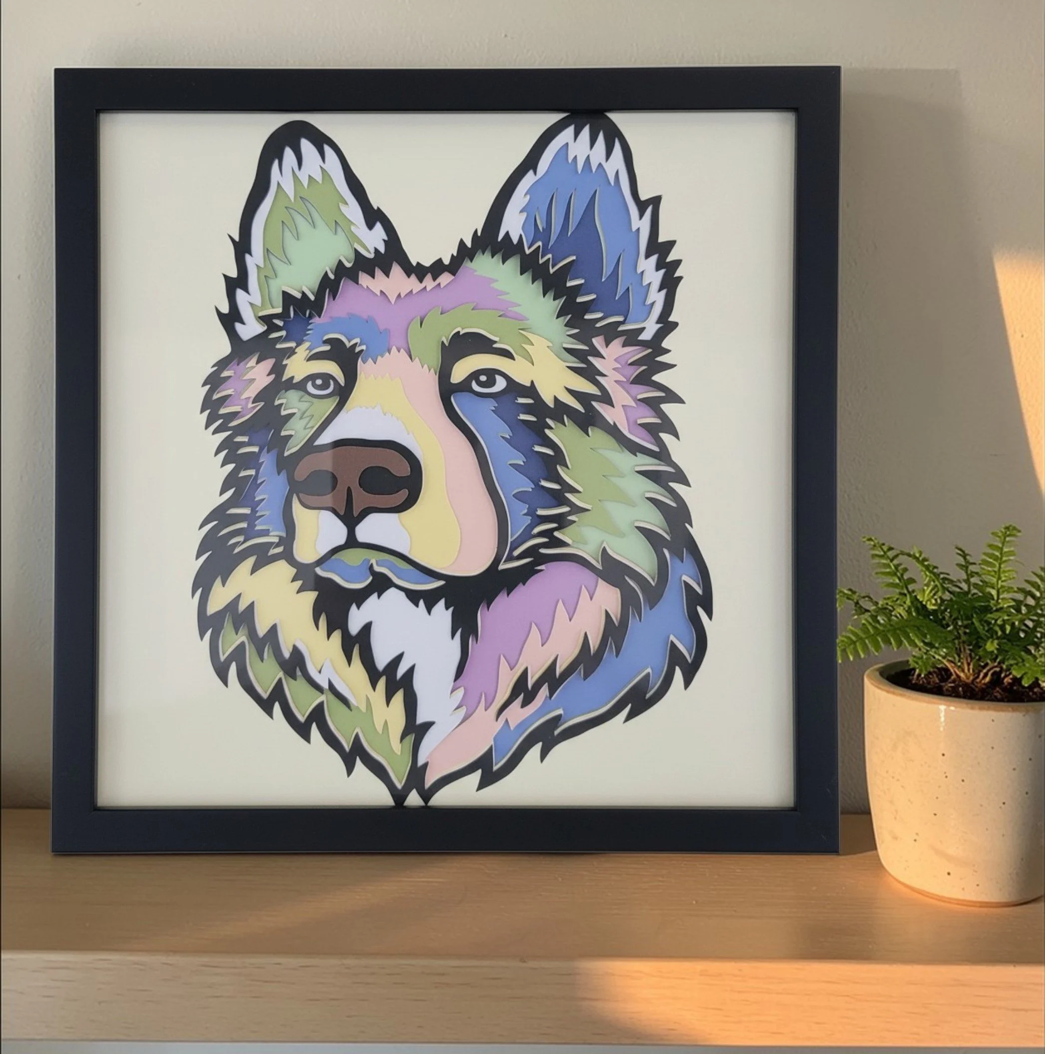 GERMAN SHEPHERD BLACK FRAME WITH PLANT.jpg