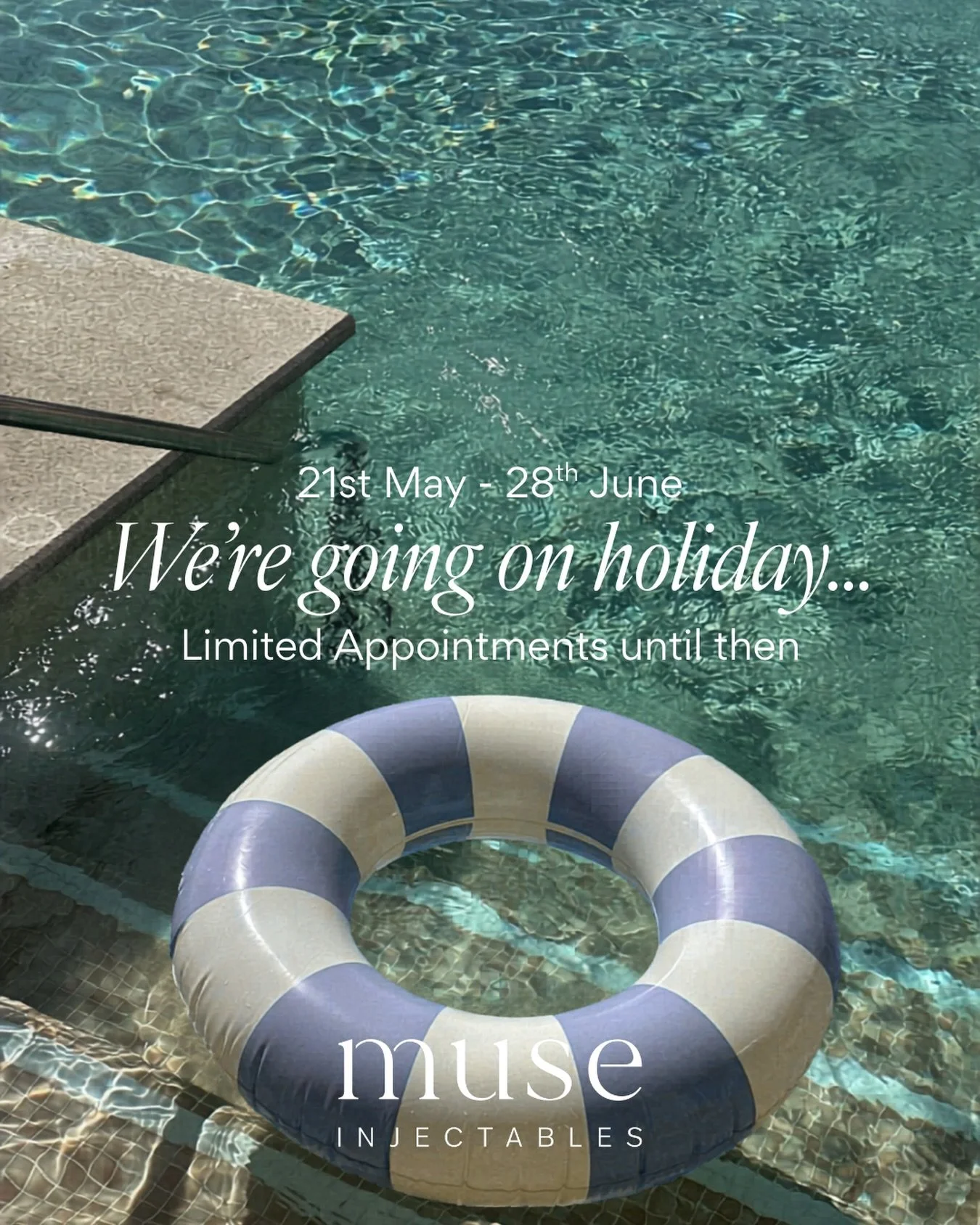 Muse will be closed from May 21st &ndash; June 28th for a much-needed break ✨

Appointments are very limited before then, and many of you are due while I&rsquo;m away, so please book online ASAP. 

If you can&rsquo;t find a time, send me a message an