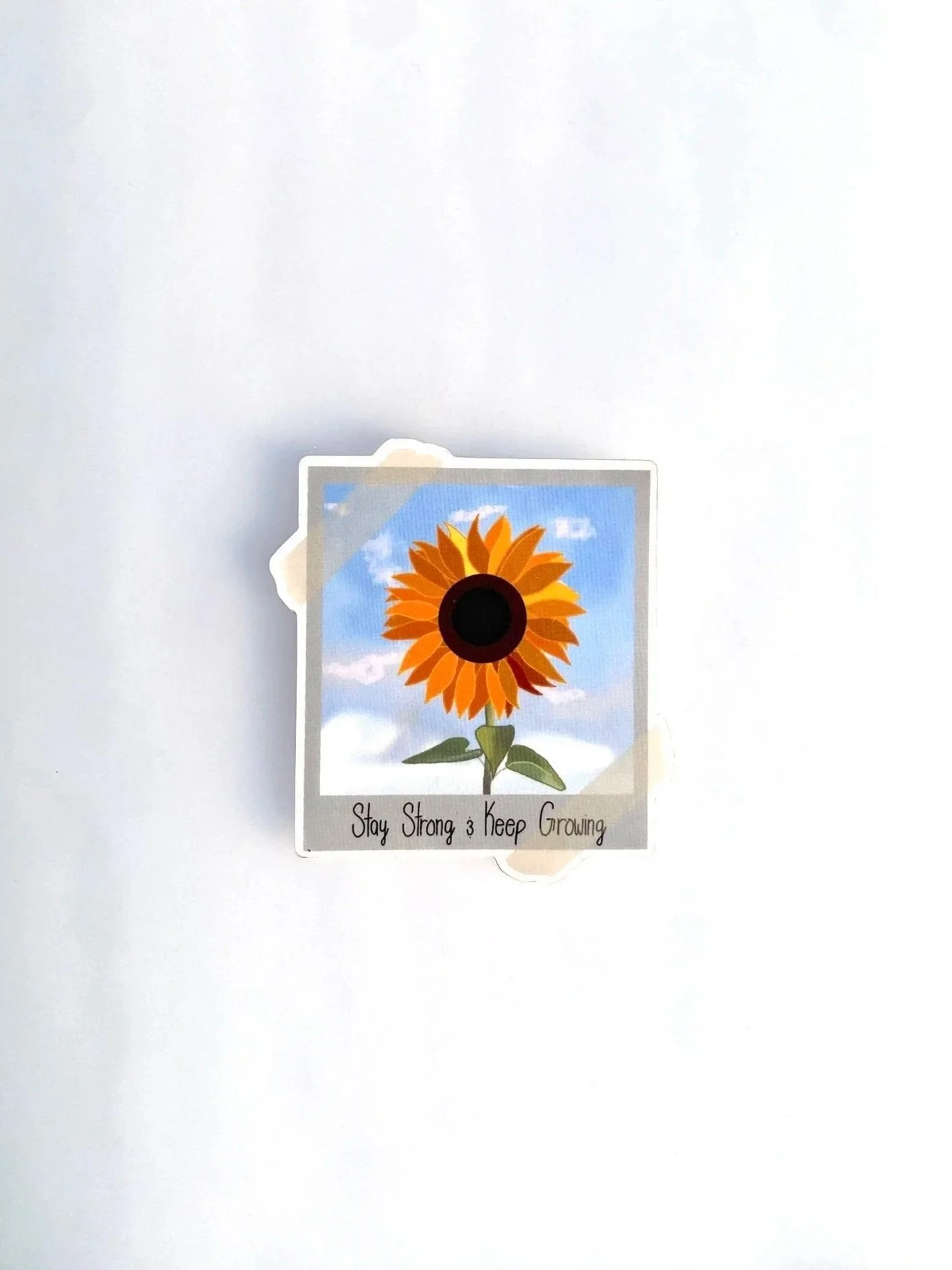 polaroid style sticker with sunflower